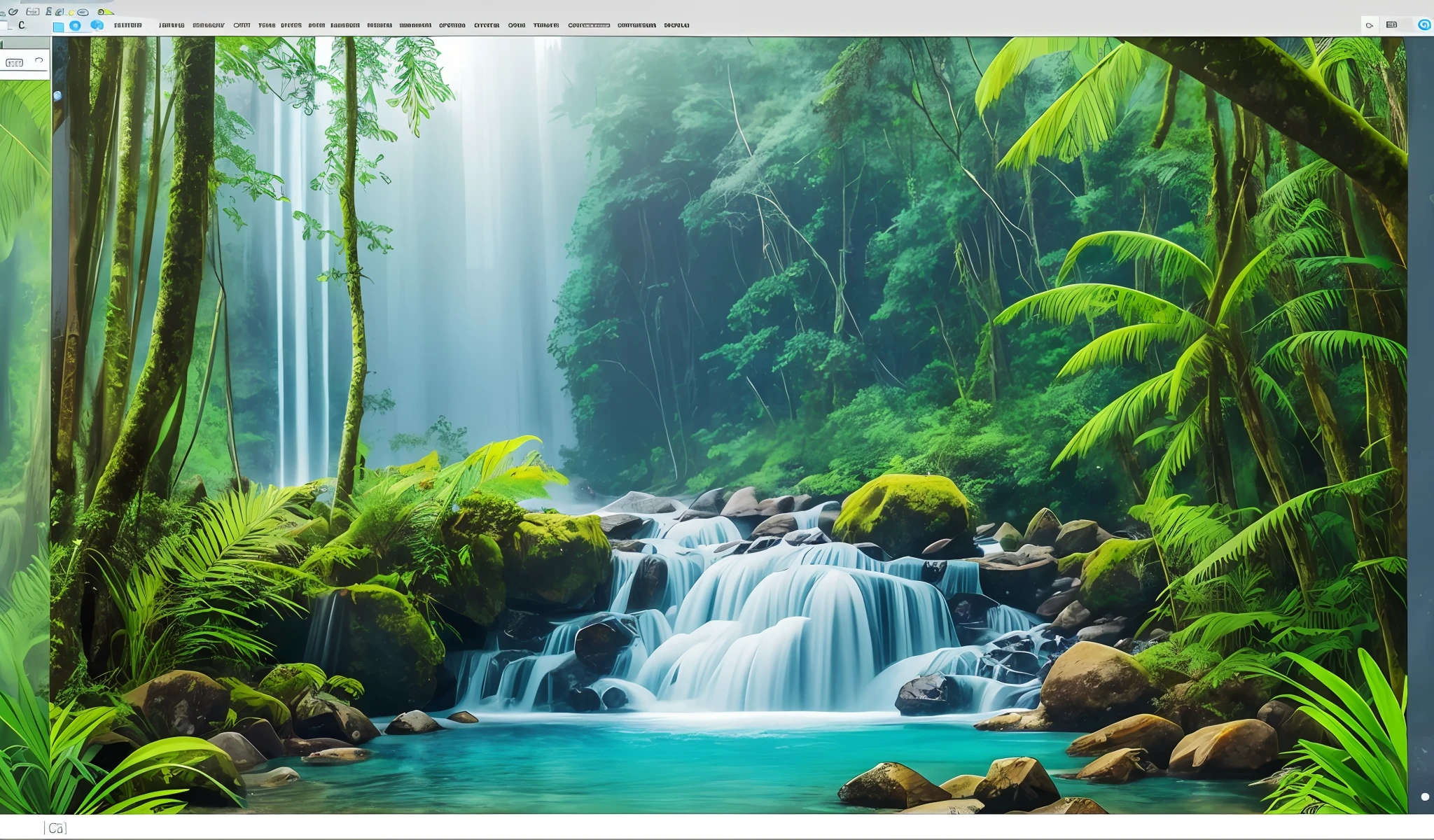 Create a hyper-realistic image of a lush landscape in a rainforest. I want the image to convey a sense of serenity and mystery. Include a majestic waterfall in the center of the scene, with water cascading down and creating a subtle rainbow. Add a diversity of exotic tropical plants such as palm trees, orchids and ferns, filling the entire space of the landscape. Be sure to capture every detail, such as the texture of the leaves, the brightness of the water droplets, and the vibrant colors of the flowers. Use LoRA to enhance overall image quality and LoRA Character to preserve the natural characteristics of plants. Apply 'normal_map' preprocessing to generate image-based relief maps for a greater sense of depth and realism. Set the image width to 1200 pixels and the height to 800 pixels for high-quality resolution. Use the 'DPM2' sampling method with 50 simulation and integration steps to get a detailed result. Adjust the CFG Scale to 15 for vibrant colors, balanced contrast, and an overall high-quality look --auto --s2