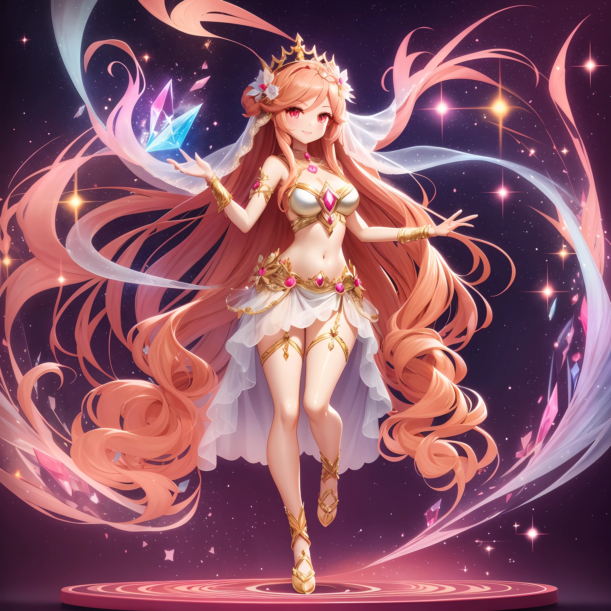 Goddess Light Red Figure Brush Wind Jasmine Inspired Long Hair Eyes Smile Beautiful Twinkle Brush Smile Miniature Anime Crystal Full Body Twinkle Smile Diamond Twinkle Figure Face Veil --auto --s2