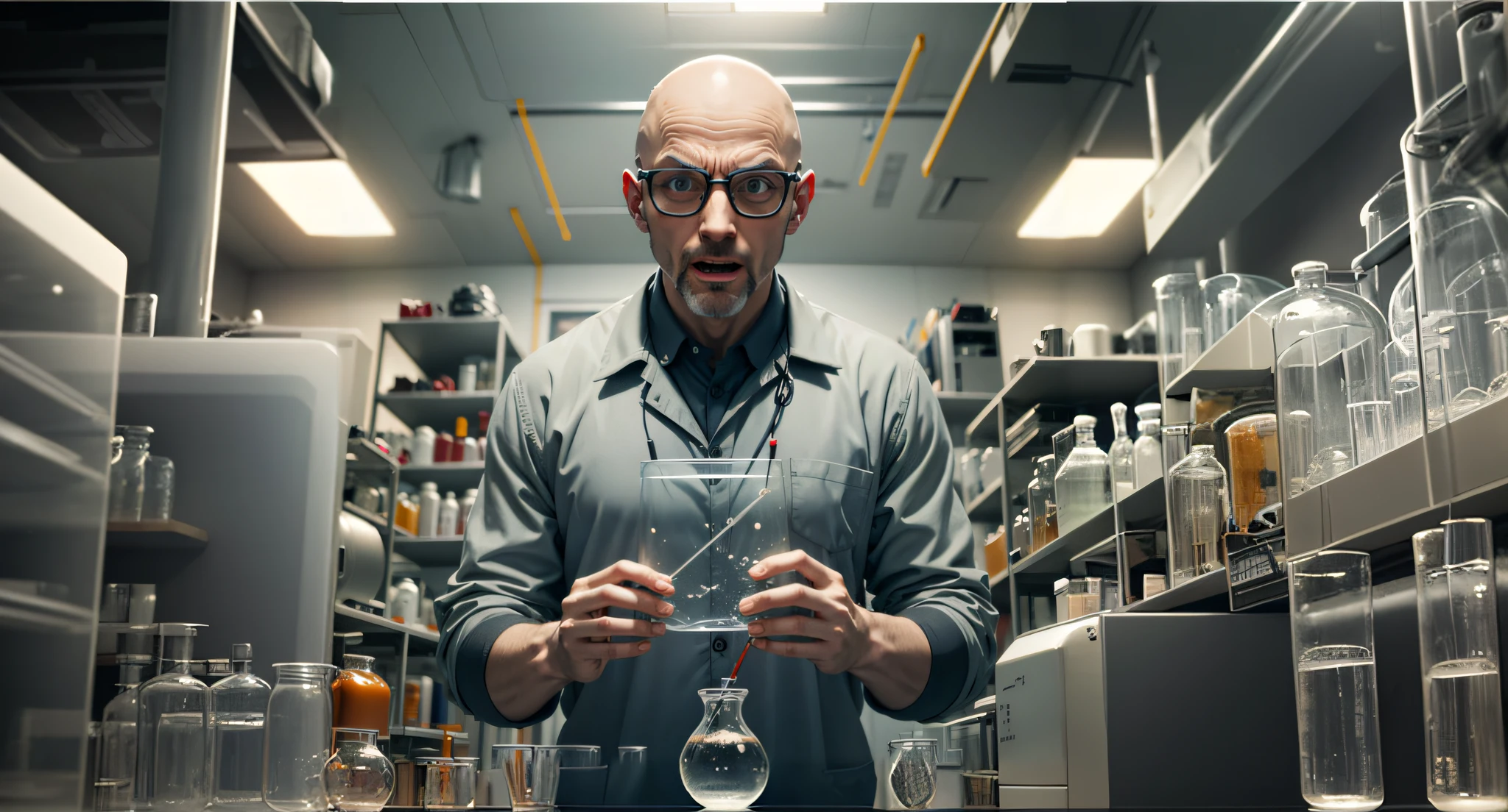 arafed man in a lab holding a glass with a liquid inside, he is in a alchemist lab, mad scientist working, portrait of a rat mad scientist, poetic sequence in mr. clean, russian lab experiment, elite scientist, portrait of a male hydromancer, scientist, in an underground laboratory, foxish guy in a lab coat, molecular