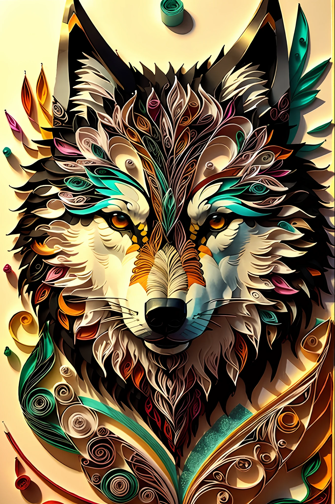 wolf,multi dimensional paper quilling, art, chibi,
yang08k, beautiful, colorful,
masterpieces, top quality, best quality, official art, beautiful and aesthetic,