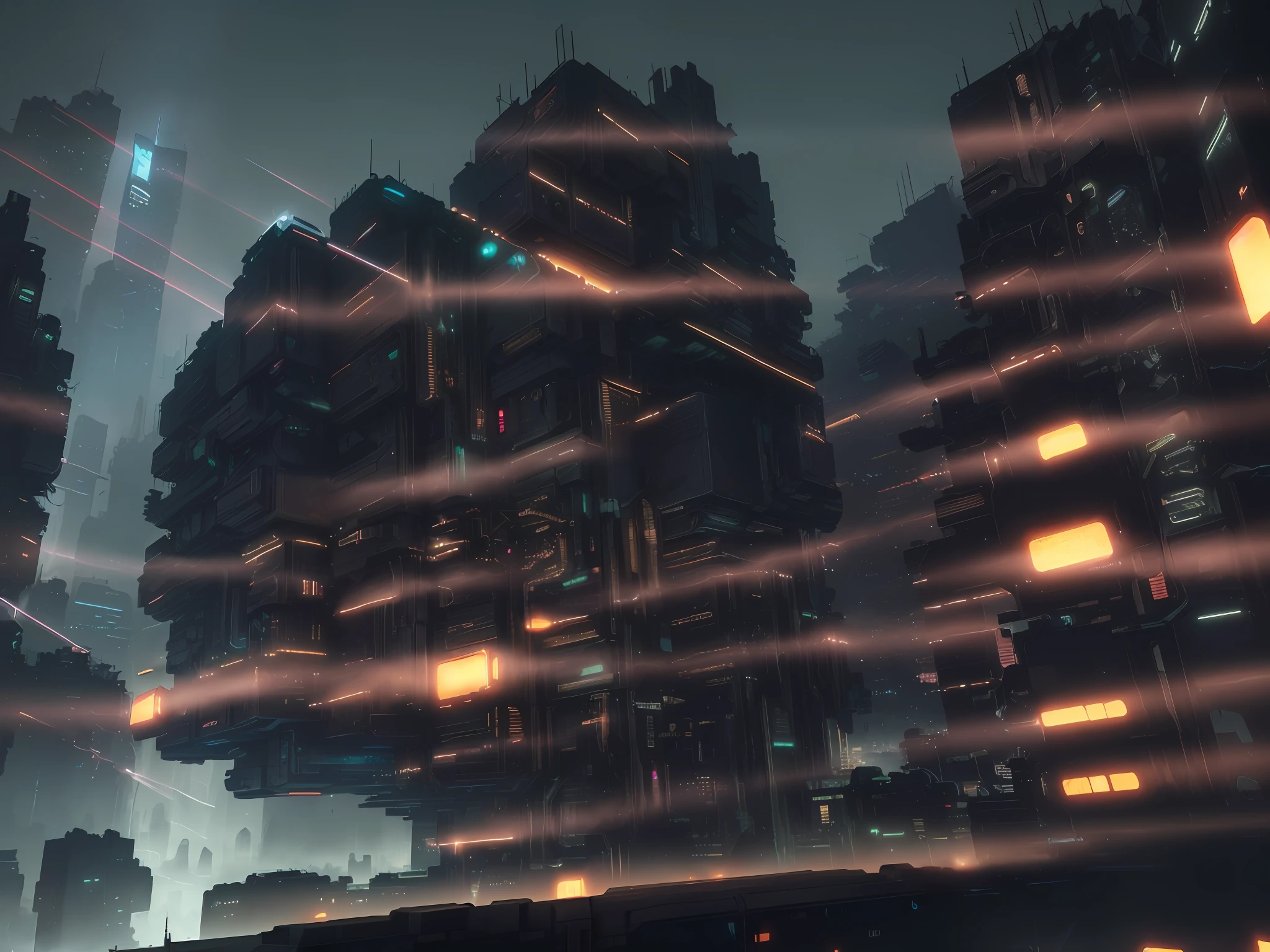futuristic city with a lot of tall buildings and lights, dark futuristic city, digital concept art of dystopian, dirty cyberpunk city, dystopian city skyline at night, dystopian cyberpunk city, bladerunner city landscape, dystopian city, reminiscent of blade runner, dystopian lighting, dystopian scifi apocalypse, octane render sci - fi, dire cyberpunk city, dark cyberpunk metropolis, photo of futuristic cityscape --auto --s2