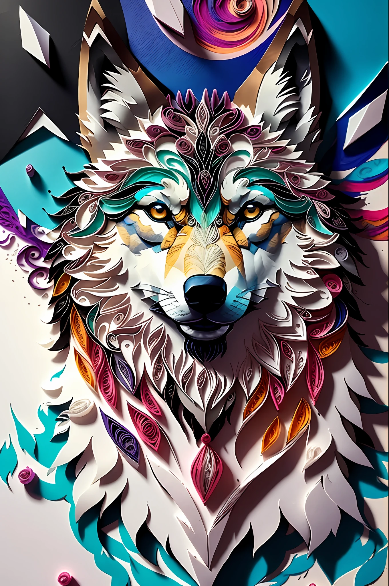 wolf,multi dimensional paper quilling, art, chibi,
yang08k, beautiful, colorful,
masterpieces, top quality, best quality, official art, beautiful and aesthetic,