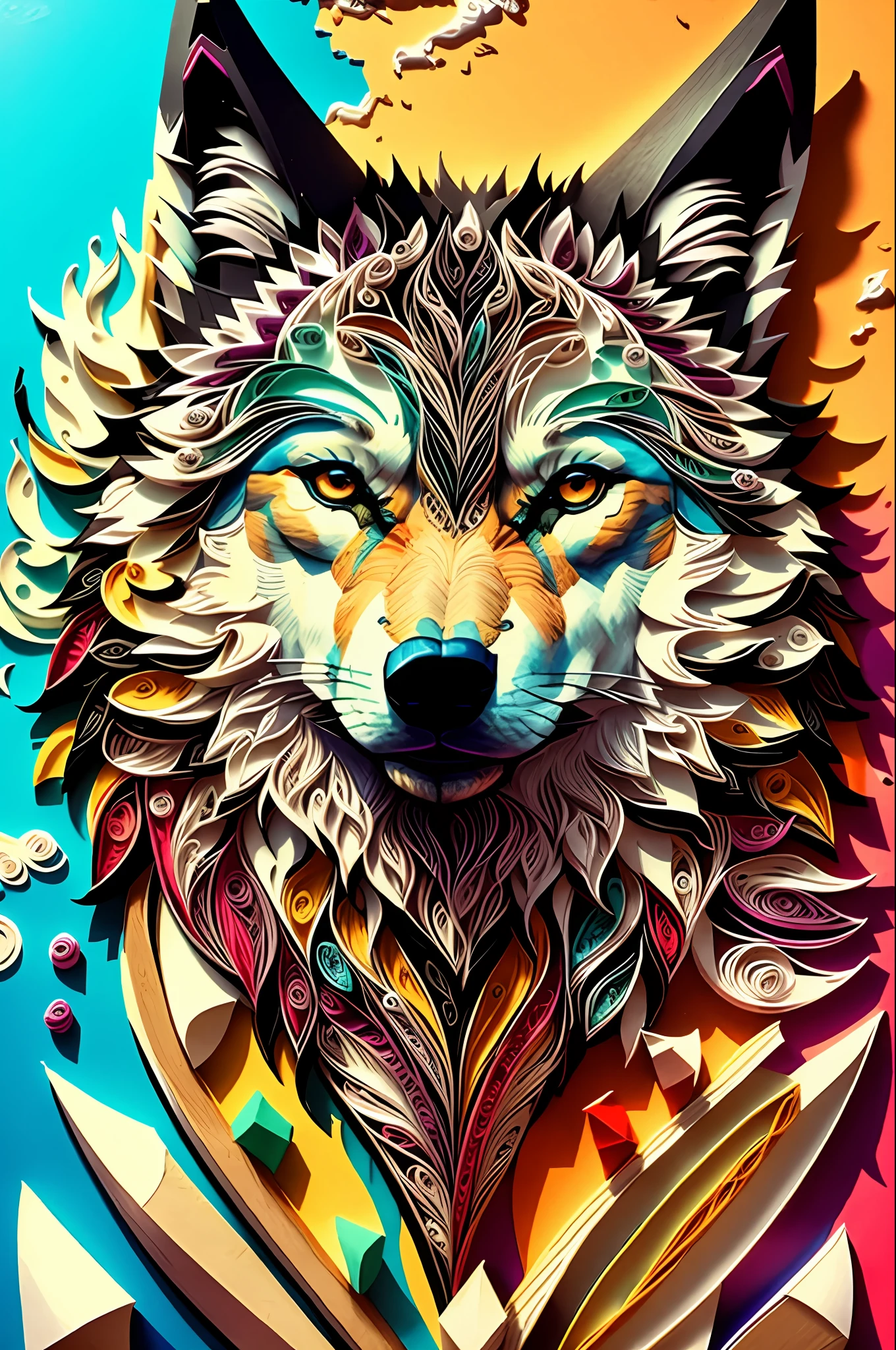wolf,multi dimensional paper quilling, art, chibi,
yang08k, beautiful, colorful,
masterpieces, top quality, best quality, official art, beautiful and aesthetic,
