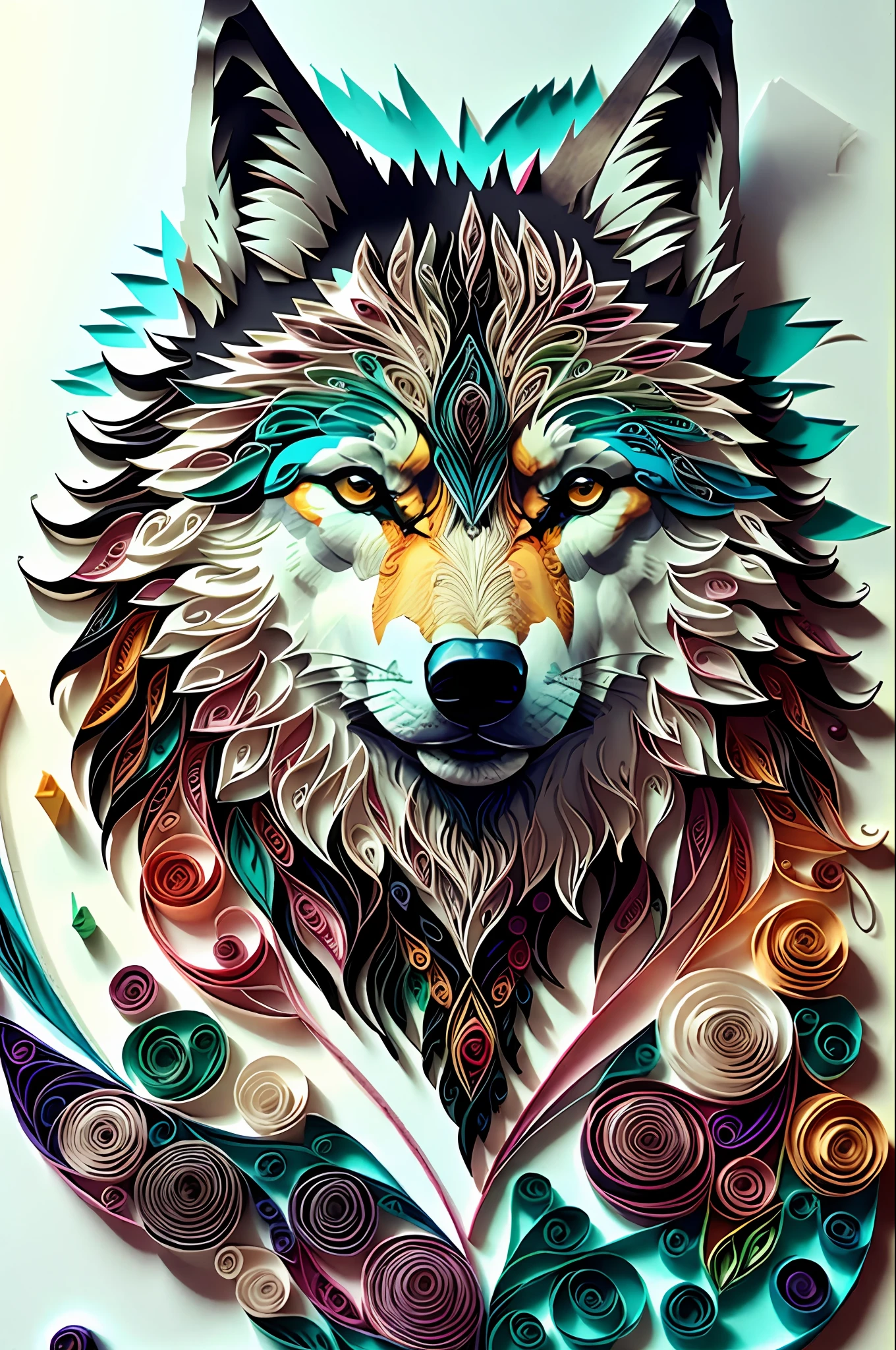 wolf,multi dimensional paper quilling, art, chibi,
yang08k, beautiful, colorful,
masterpieces, top quality, best quality, official art, beautiful and aesthetic,