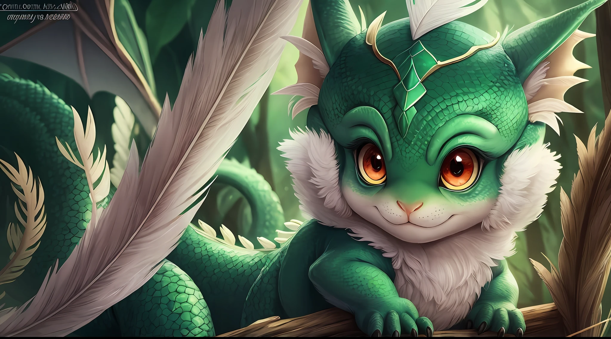 Baby dragon, feathers, cute wide eyes, love, tenderness