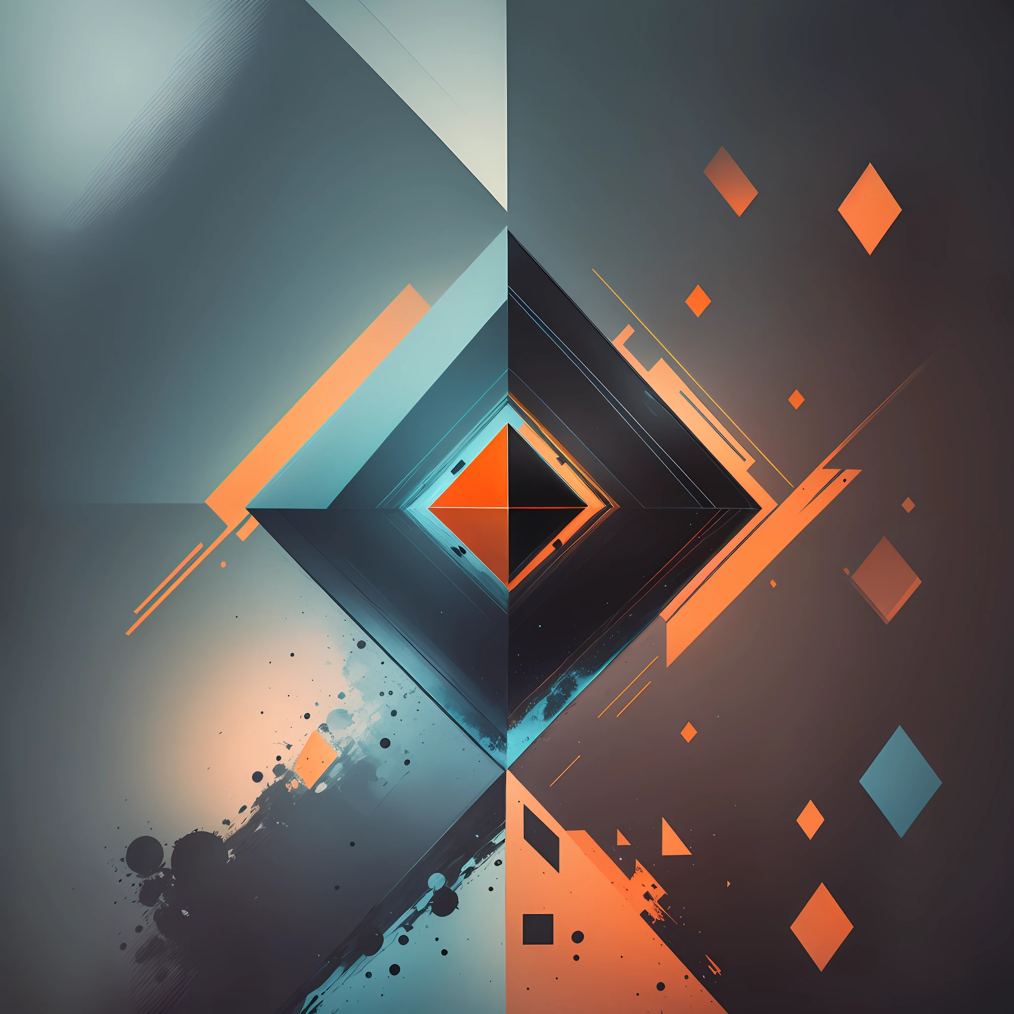 abstract triangle, Abstract Realities, black, blue, orange --auto --s2