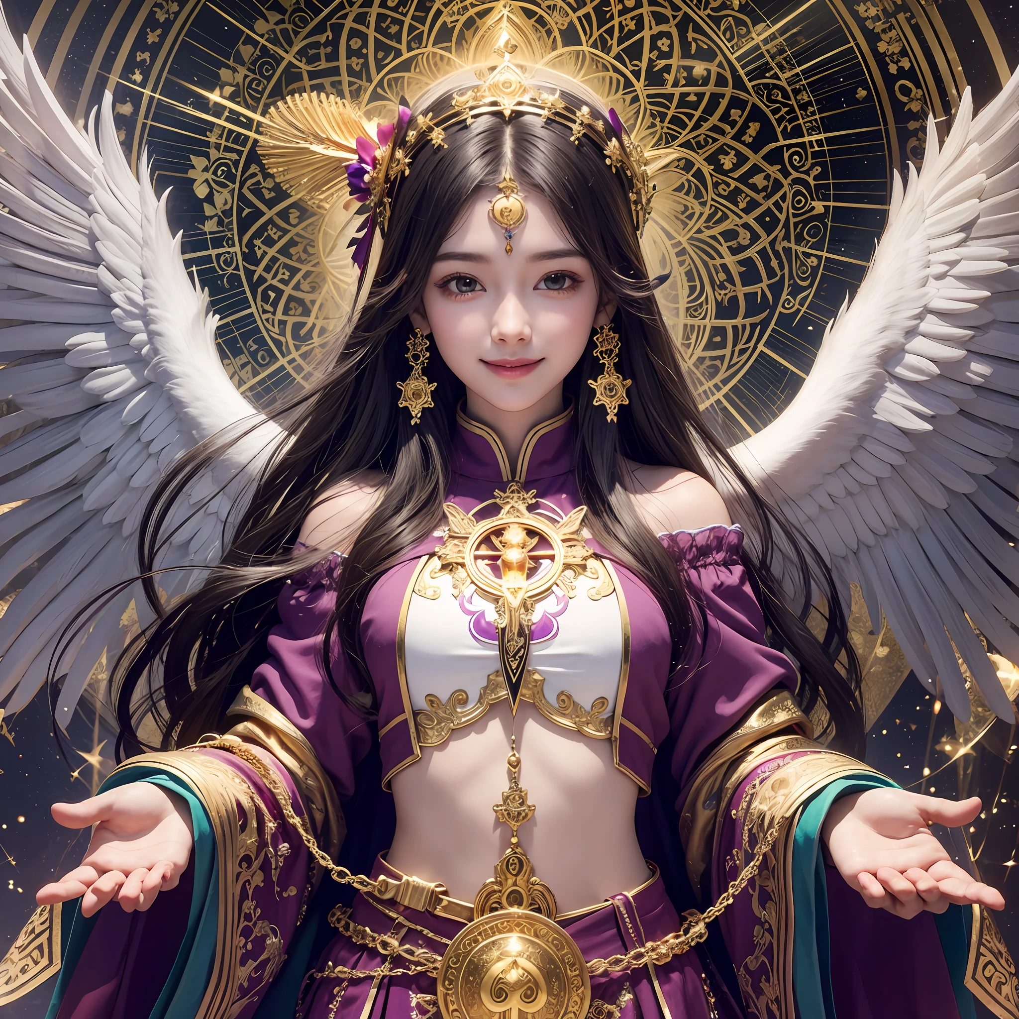 Ascended Master, Spiritual Master, Cute Girl, Smile, Seraphim, Golden --auto --s2