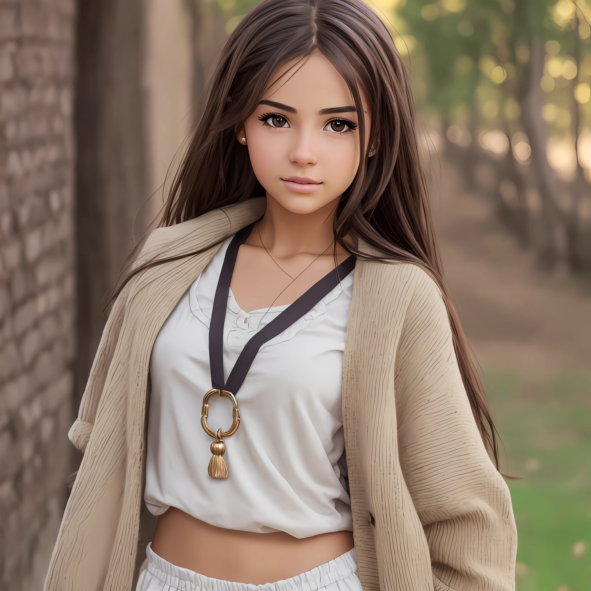 Create an image of a girl with brown eyes that looks like realistic real life