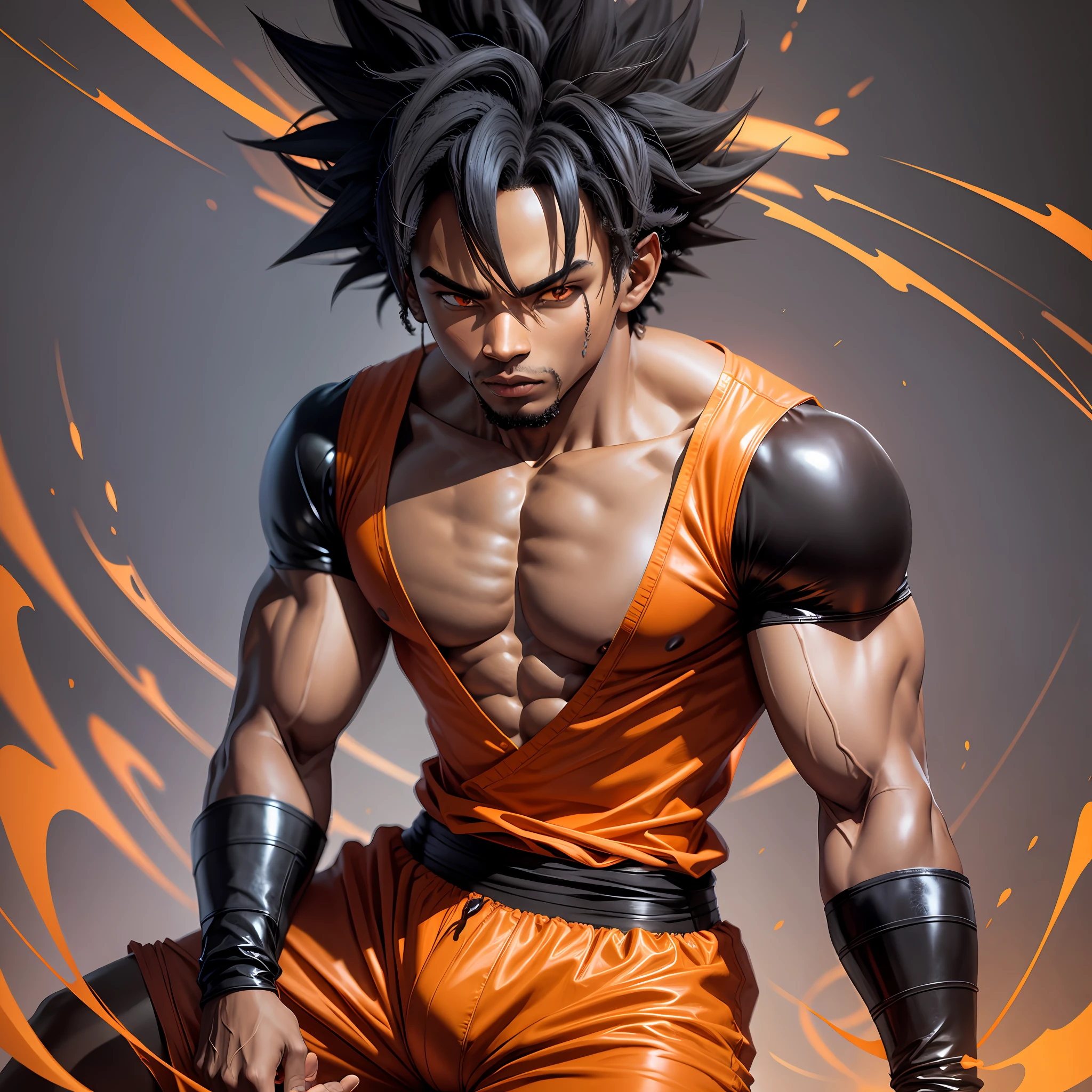 Black Goku, Man, Orange Outfit