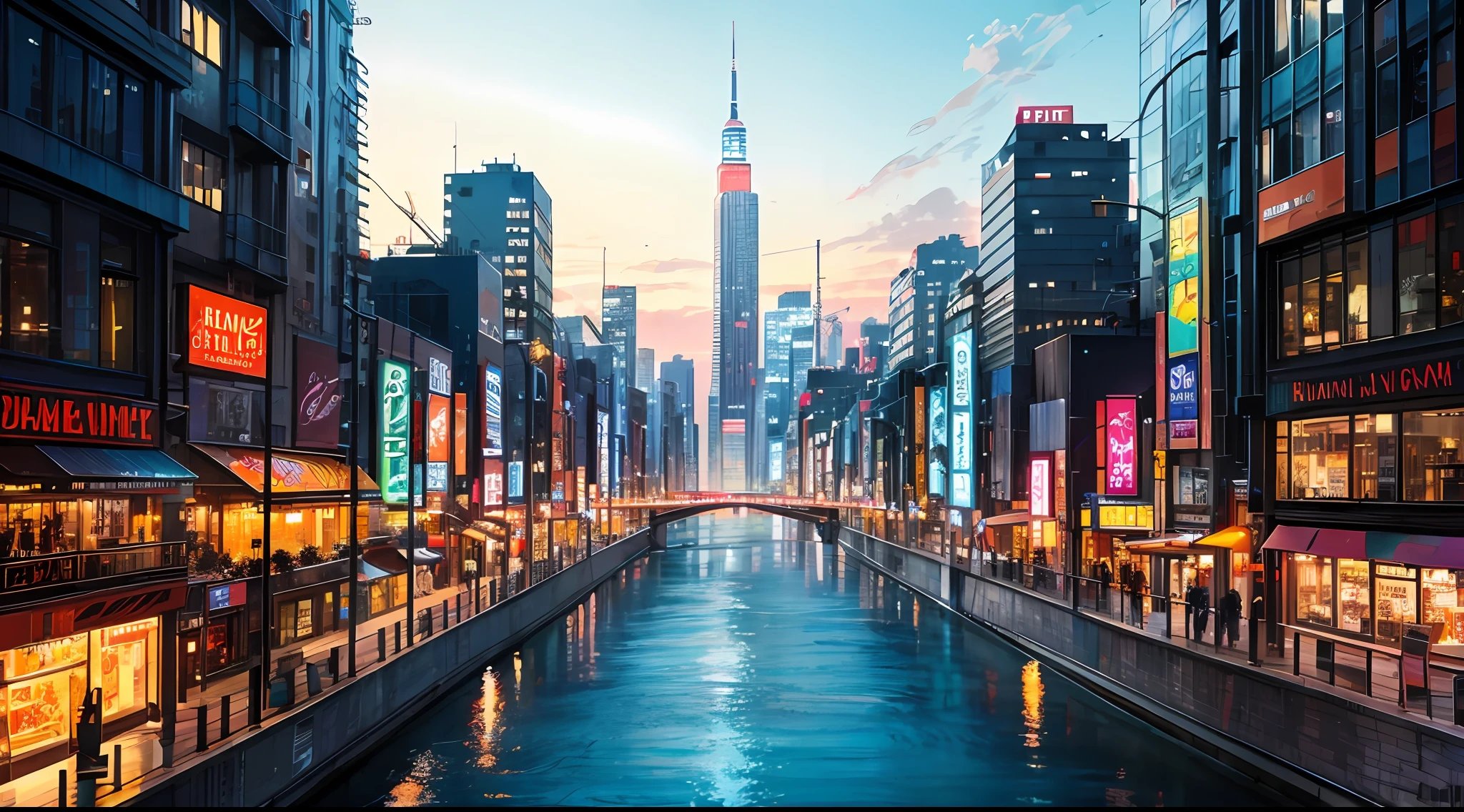 Create a vibrant abstract painting inspired by the colors and energy of a bustling city at night. Description: Imagine a bustling cityscape with tall skyscrapers, illuminated signs, and streams of vibrant lights. Capture the dynamic atmosphere of the city at night, where the energy is high and the streets are alive. Use bold and contrasting colors to convey the vibrancy and movement of the urban environment. Experiment with different brush strokes and textures to create an expressive and lively abstract composition.