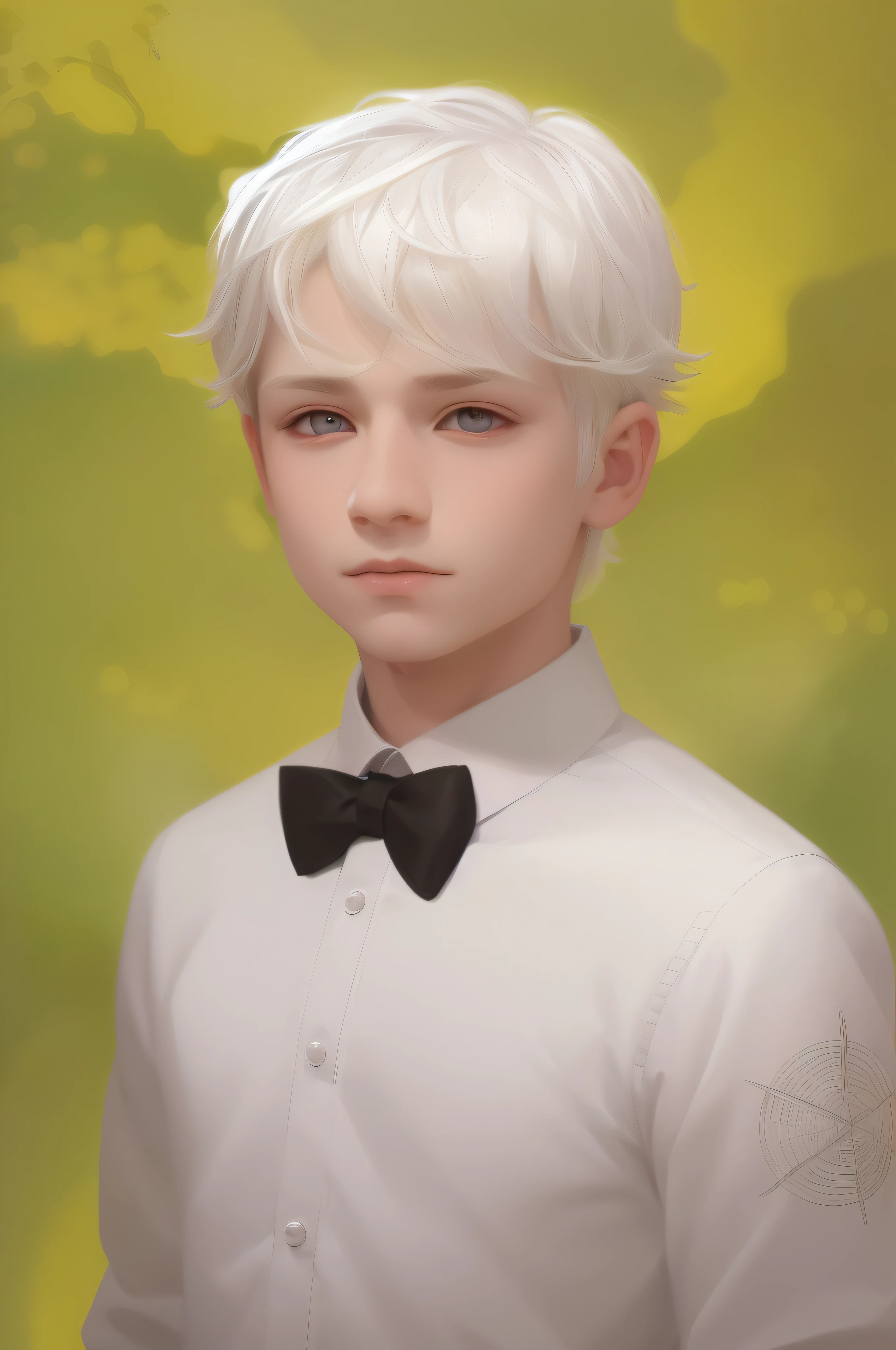boy with white hair and a blouse, adorable digital painting, artwork in the style of guweiz, portrait of a young elf wizard, blonde boy with yellow eyes, inspired by Caspar Wolf, handsome androgynous prince, gorgeous digital painting, high quality portrait