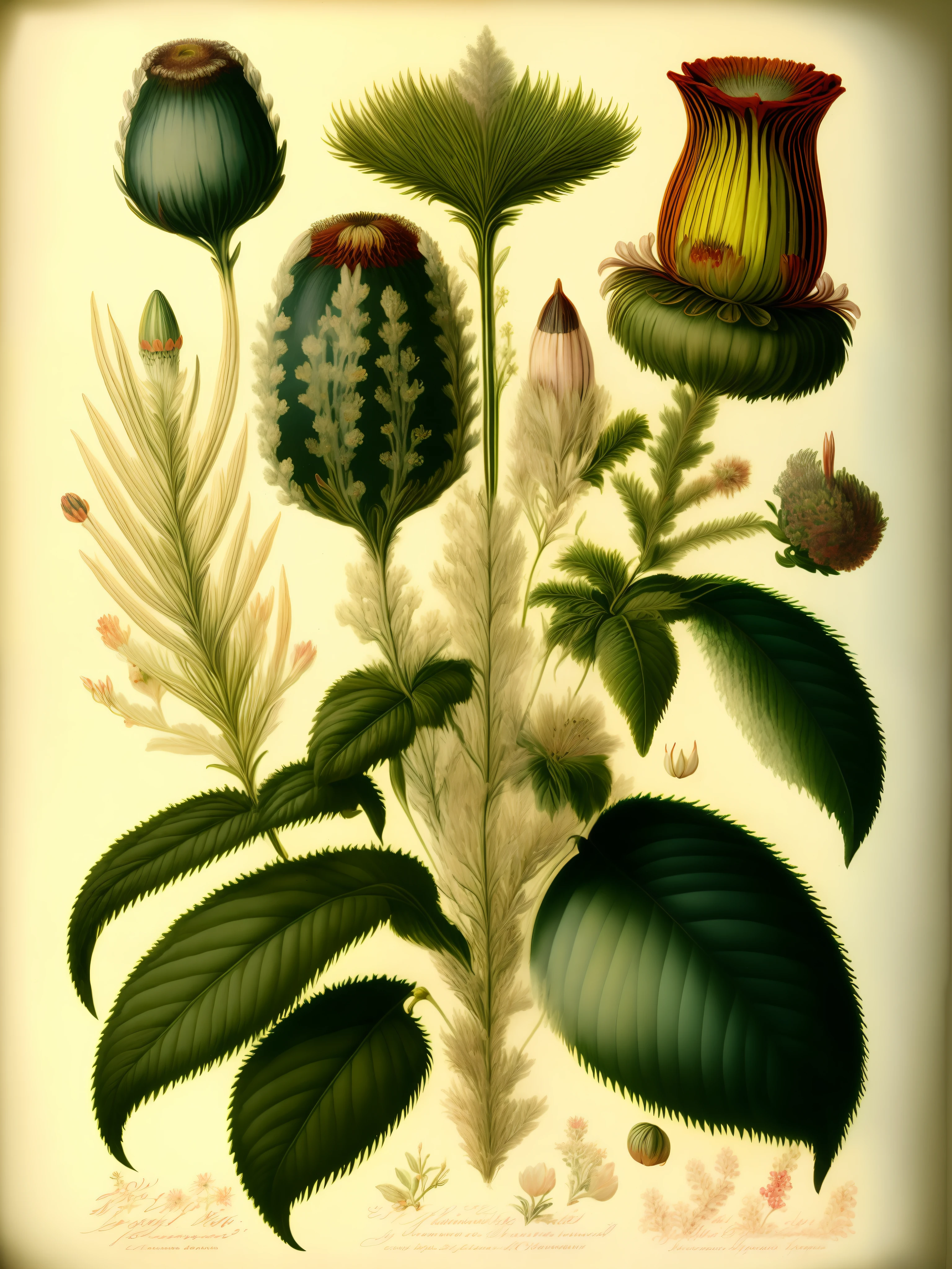 The Flowering Plants of Great Britain, botanical illustration, white background, style of Pierre-Joseph Redoute