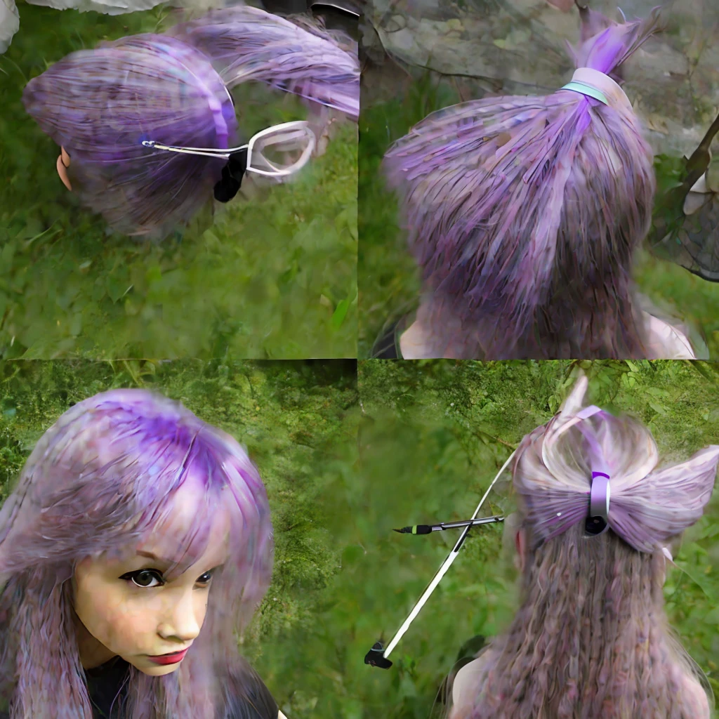 Fairy;purple hair;using bow and arrow