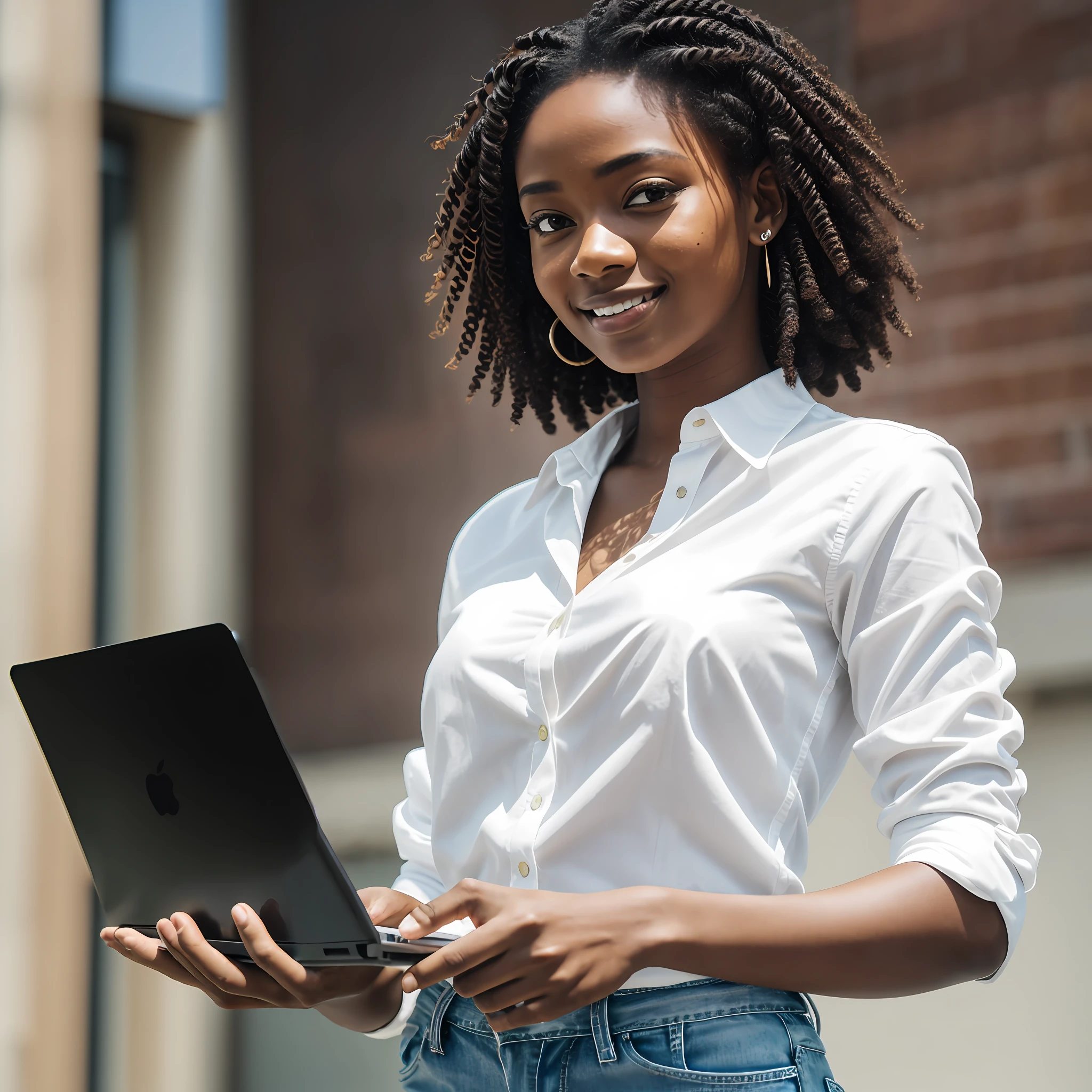 Hand holding a laptop