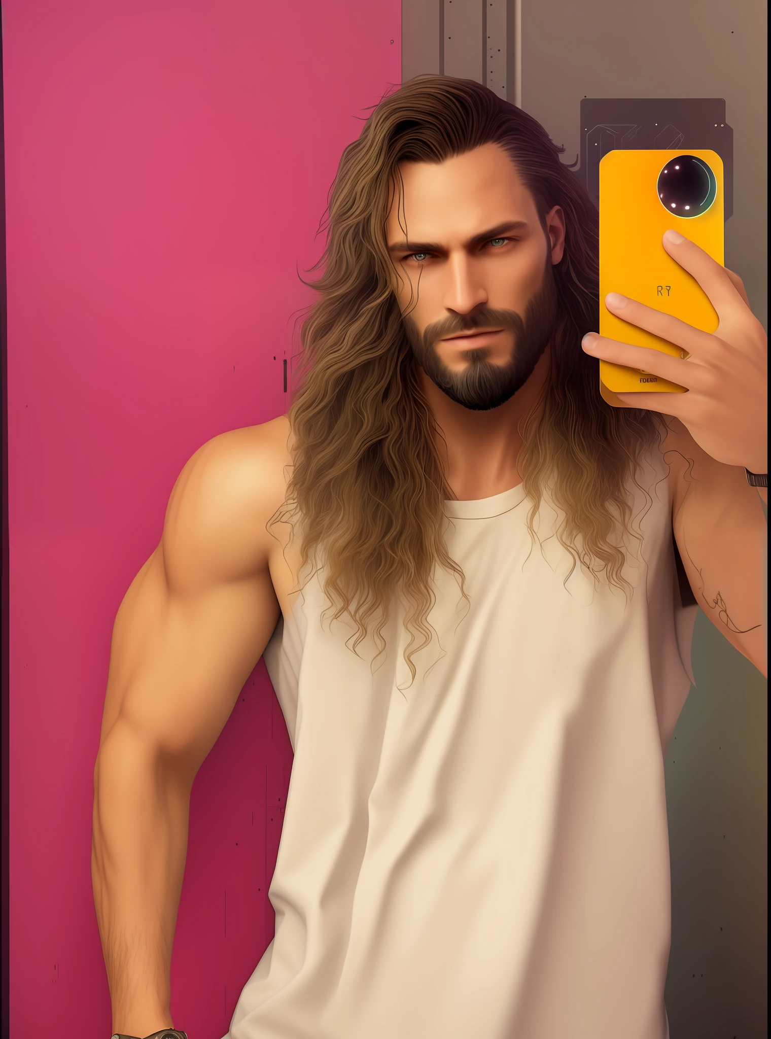 (Absurdres, Intricate Details, Masterpiece, Best Quality, High Resolution, 8k), 1 male, czech, mature, aged up, handsome, finely detailed eyes and face, yellow thin beard hair, yellow eyes,portrait, looking at viewer, solo, (full body:0.6), detailed background, detailed face, (watchdogs theme:1.1) high-tech futuristic hacker, advanced technology, hoodie, techwear, keycard, electronics, head-up display, (holographic display:1.05), access granted, encoded text, computer, password, hacker van in background, green lights, cyber-warfare, dark sinister atmosphere, Depth of Field, VFX.