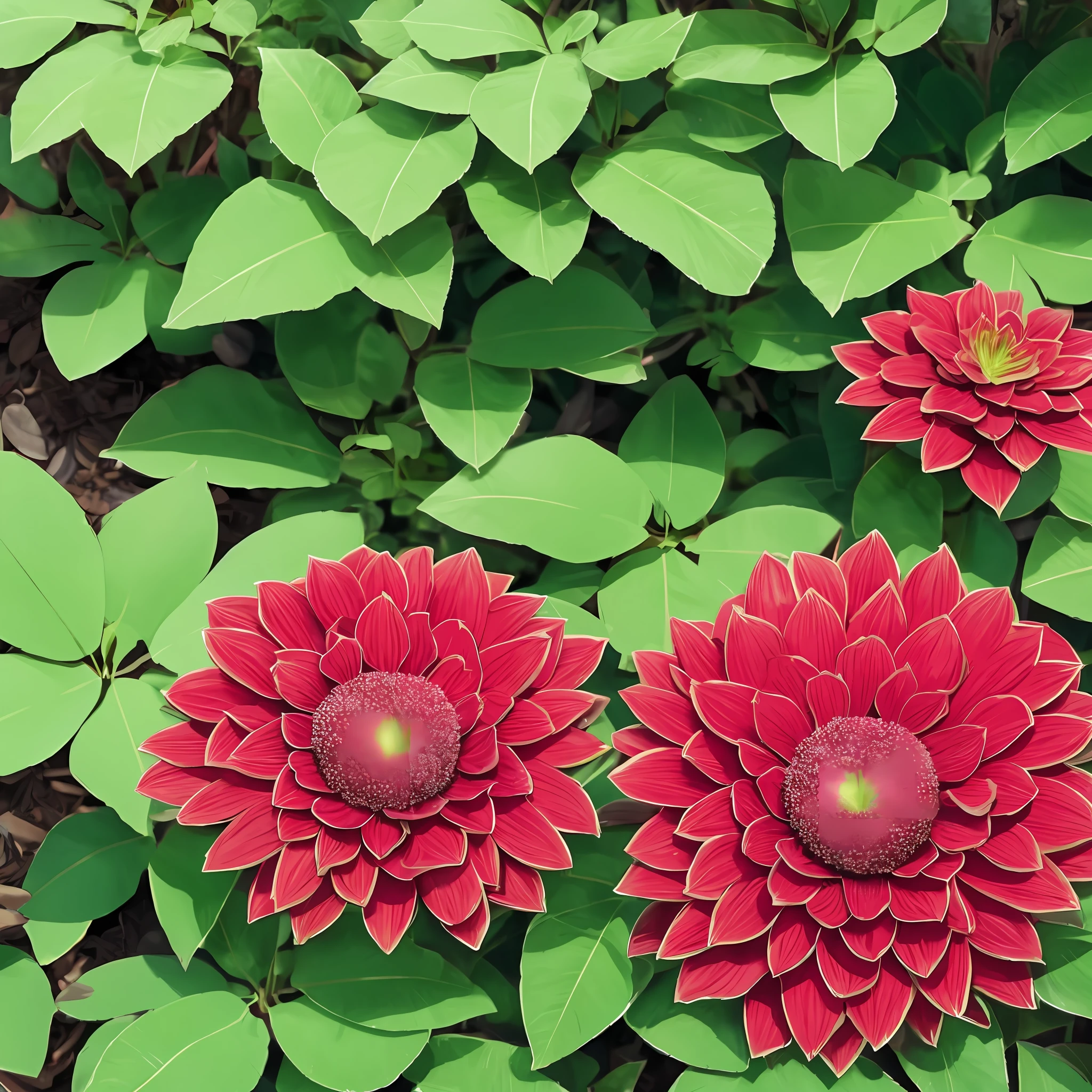 A realistic and monstrous plant of reddish color that does not exixte, render realistic, exotic