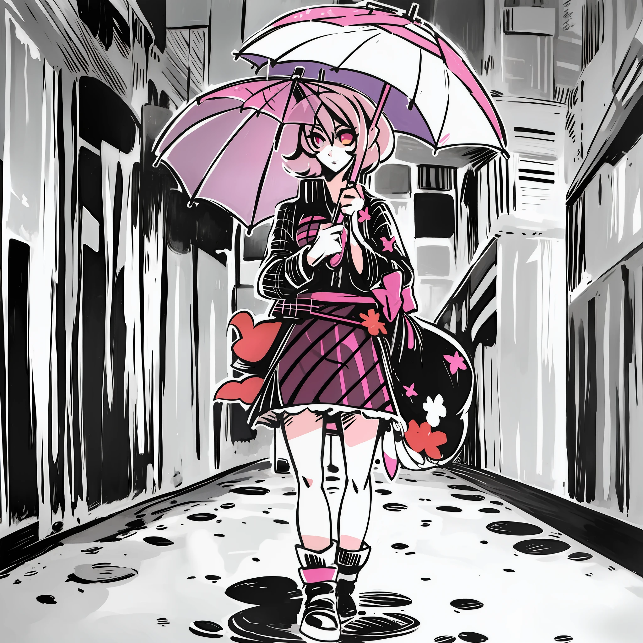 A girl sticker with umbrella