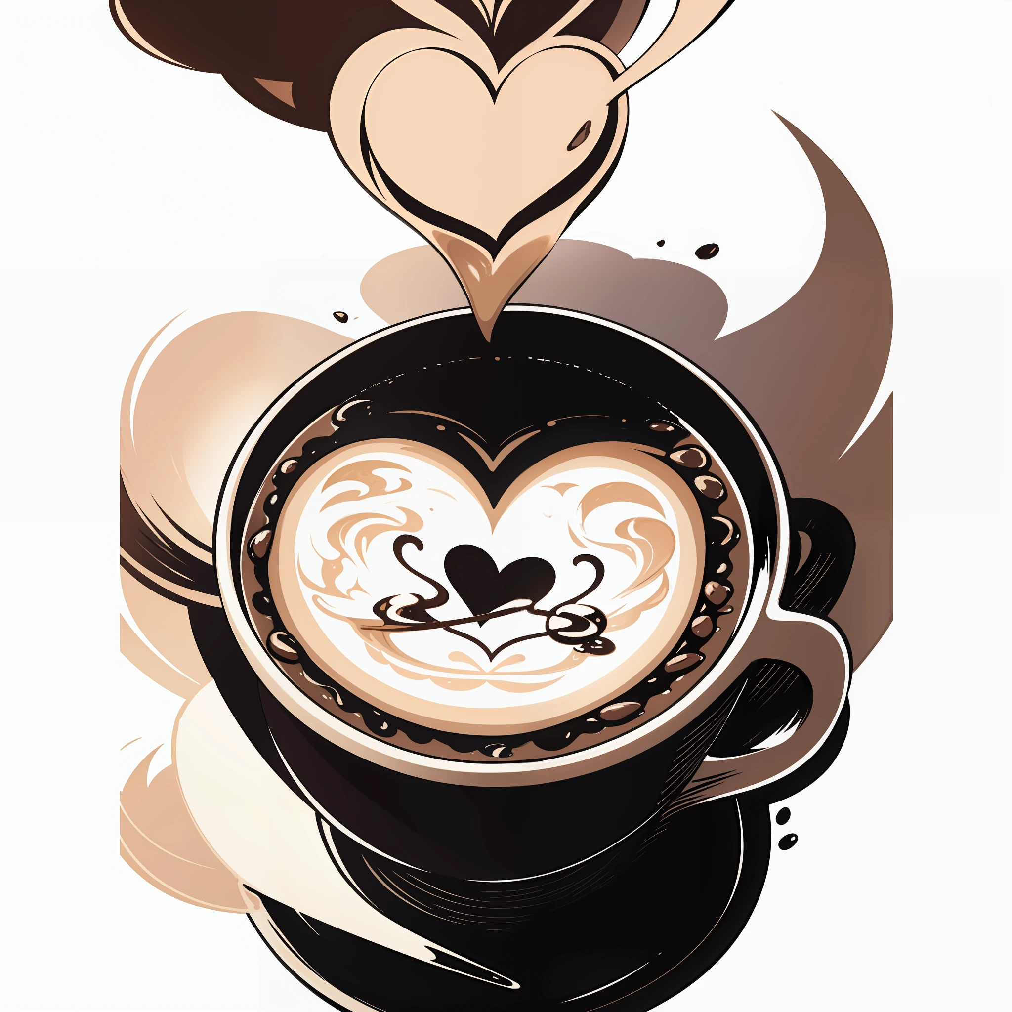 a sticker of A warm cup of coffee with a heart formed by smoke