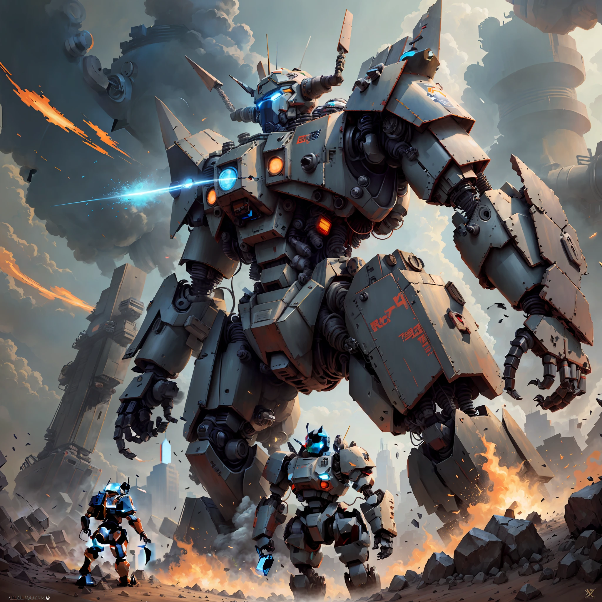 there are two robots that are standing in the dirt, mecha art, alexandre ferra mecha, mecha anime, cool mecha style, an anime large mecha robot, mecha inspired, modern mecha anime, # mecha, big mecha, mecha, giant anime mecha, mecha suit, mecha warrior, tremendous mecha robot