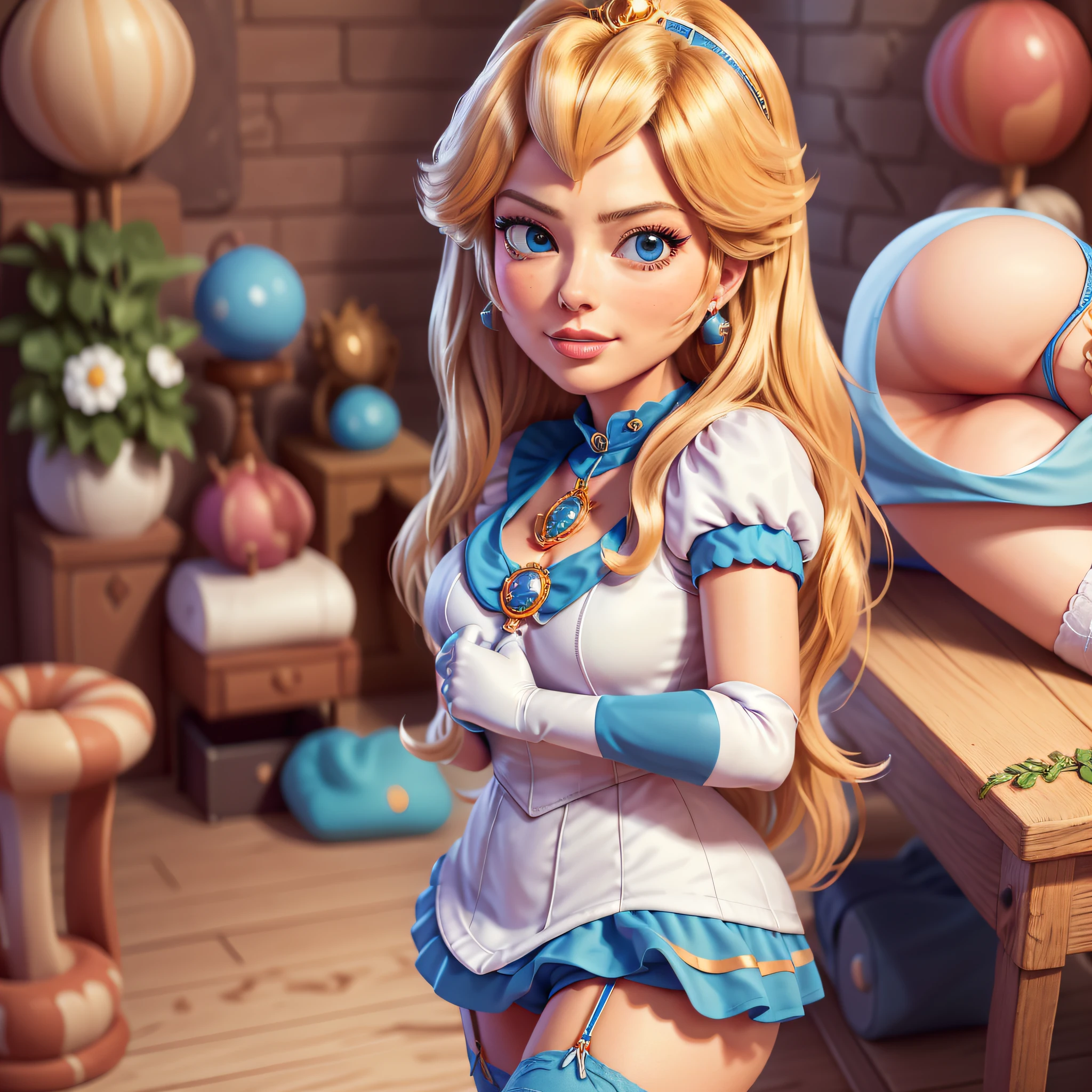 STICKER, (best quality, masterpiece, highres:1.4, solid outline:1.2), absurdres, 1 girl, large breasts, star eye, Margot Robbie, blush, (realistic:1.5), blue eyes, dressed as Sailor Moon, milf, white arm glove, full body portrait, cowboy shot, no background, looking at viewer, perfect face, detailed face, bangs, perfect body, beautiful eyes, pretty face, bright skin, idol, shoes, cleavage, ass view, sexy stockings, unbutton top, dress open, panties, full body, shoes visible