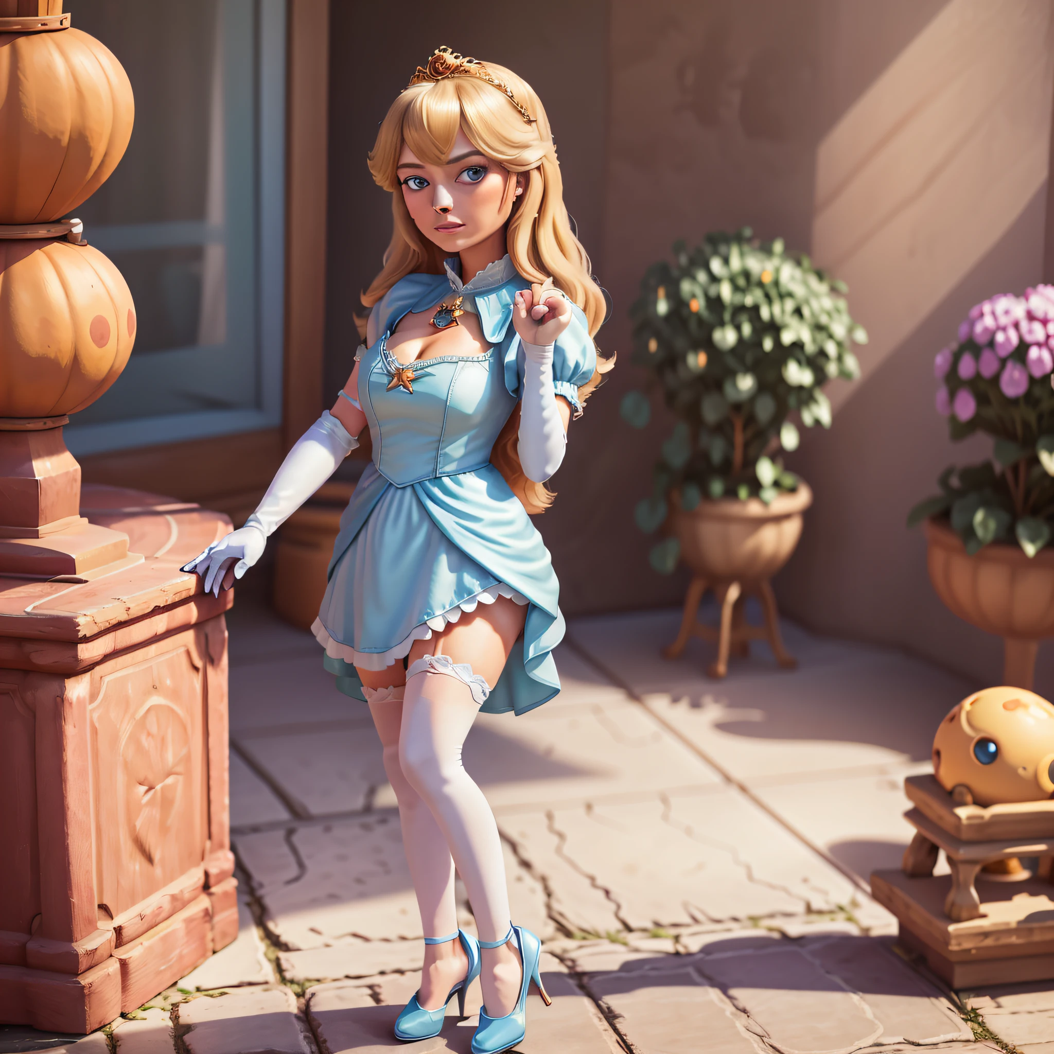 STICKER, (best quality, masterpiece, highres:1.4, solid outline:1.2), absurdres, 1 girl, large breasts, star eye, Margot Robbie, blush, (realistic:1.5), blue eyes, dressed in a sexy maid outfit, see thru, milf, white arm glove, full body portrait, cowboy shot, no background, looking at viewer, perfect face, detailed face, bangs, perfect body, beautiful eyes, pretty face, bright skin, idol, shoes, cleavage, ass view, sexy stockings, unbutton top, dress open, panties, full body, shoes visible
