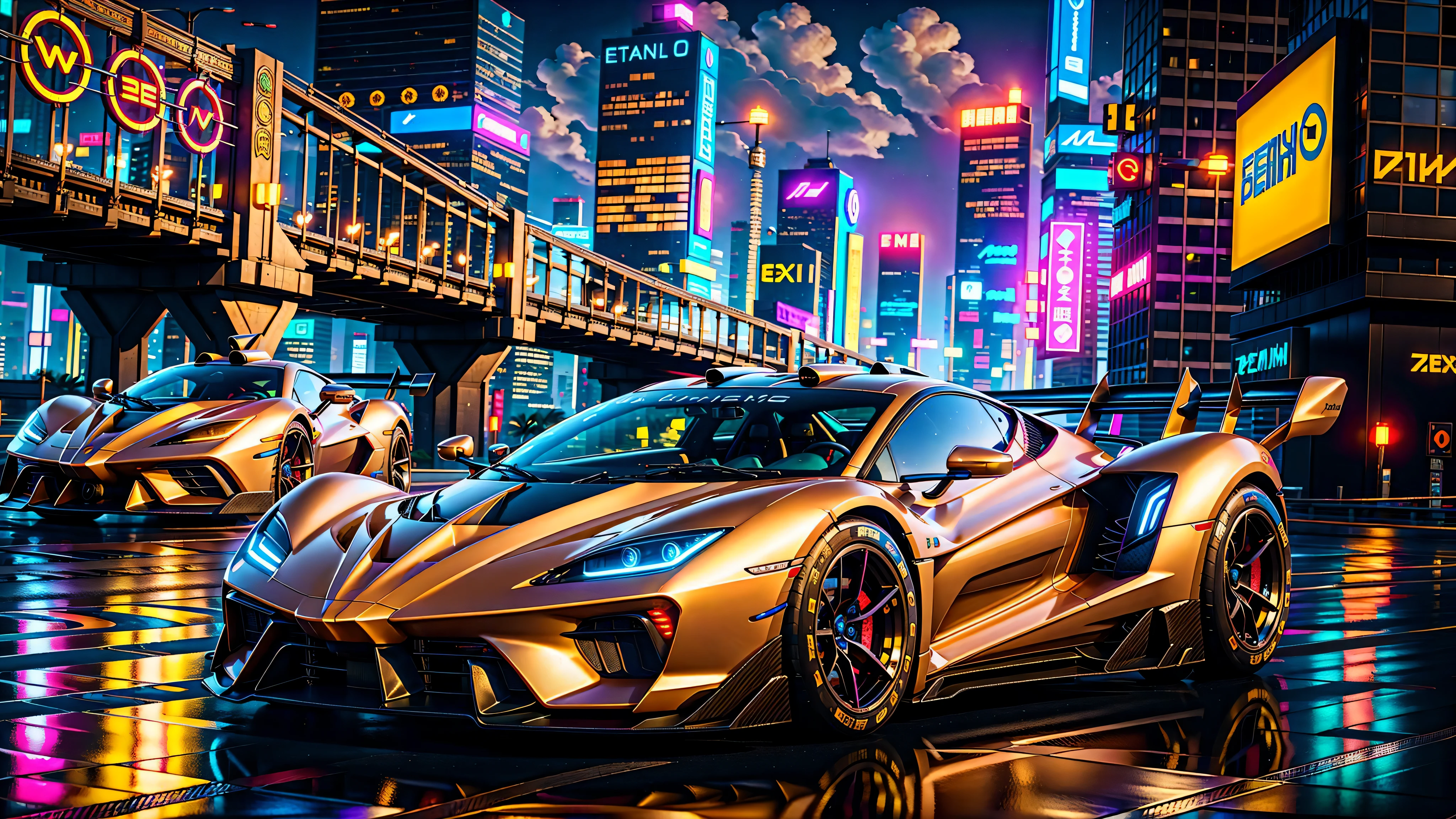 vaporwave style, hypercar, cyberpunk city, hyperdetailed, intricately detailed, deep color, 8k resolution, photorealistic, masterpiece, cinematic lighting, bokeh, unreal engine 5, octane render, cinematic smooth