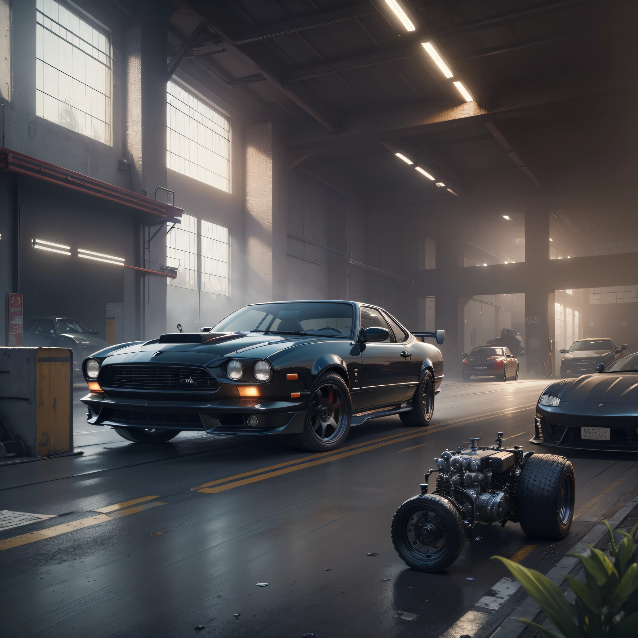 ((top quality, 8K, masterpiece: 1.3)), sharp: 1.2, car factory, detail, mechanics, wide shot!!!!!!
