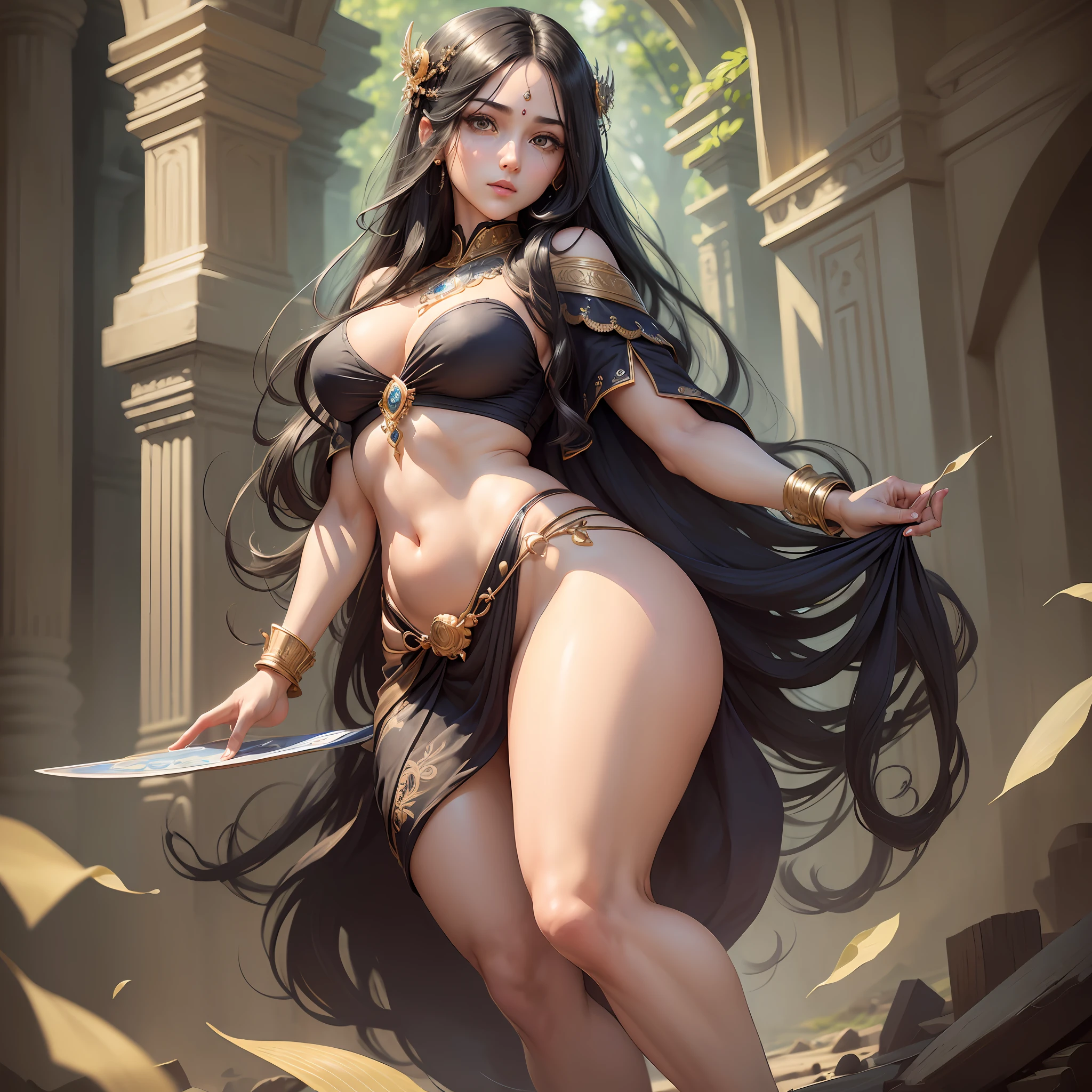 ((realistic: 1.5),((best quality)), ((masterpiece)),((detailed)), (1girl), {a beautiful female wearing a Sari}, (upper body: 1.3), super-wide-angle lens, face focus, mature, sexy, toned muscles, long, curvy legs, bare feet, oversized firm breasts, open neckline, gorgeous breasts, thick thighs, wide hips, thin legs, beautiful eyes, long black hair, floting hair, long eyelashes, (detailed face, beautiful eye, detailed pupils, detailed clothing features, light background: 1.3) --auto --s2