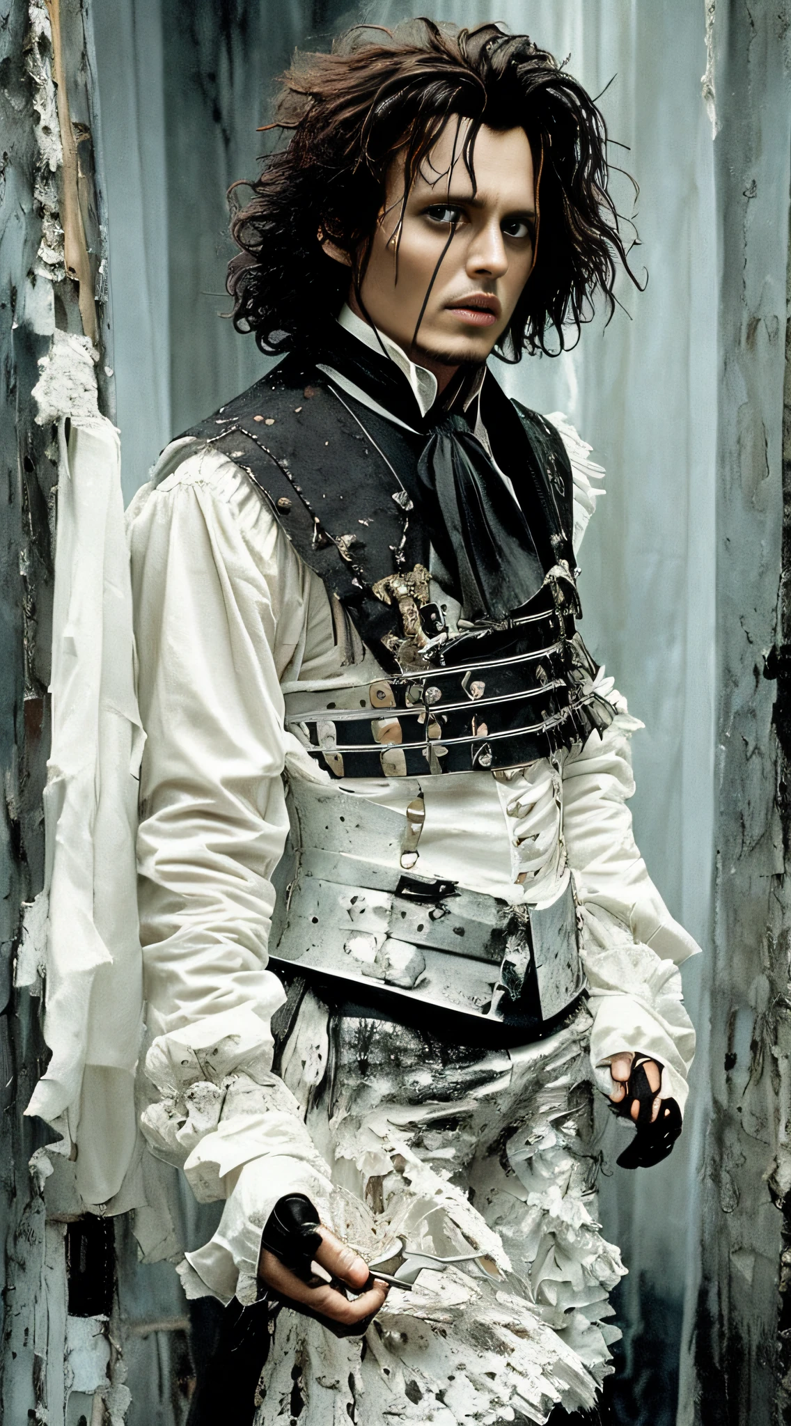 Masterpiece, Johnny Depp, Edward Scissorhands, Film Stills, White Shirt, Pathese, Scissorhands, Torn Shirt, Full Body Photo