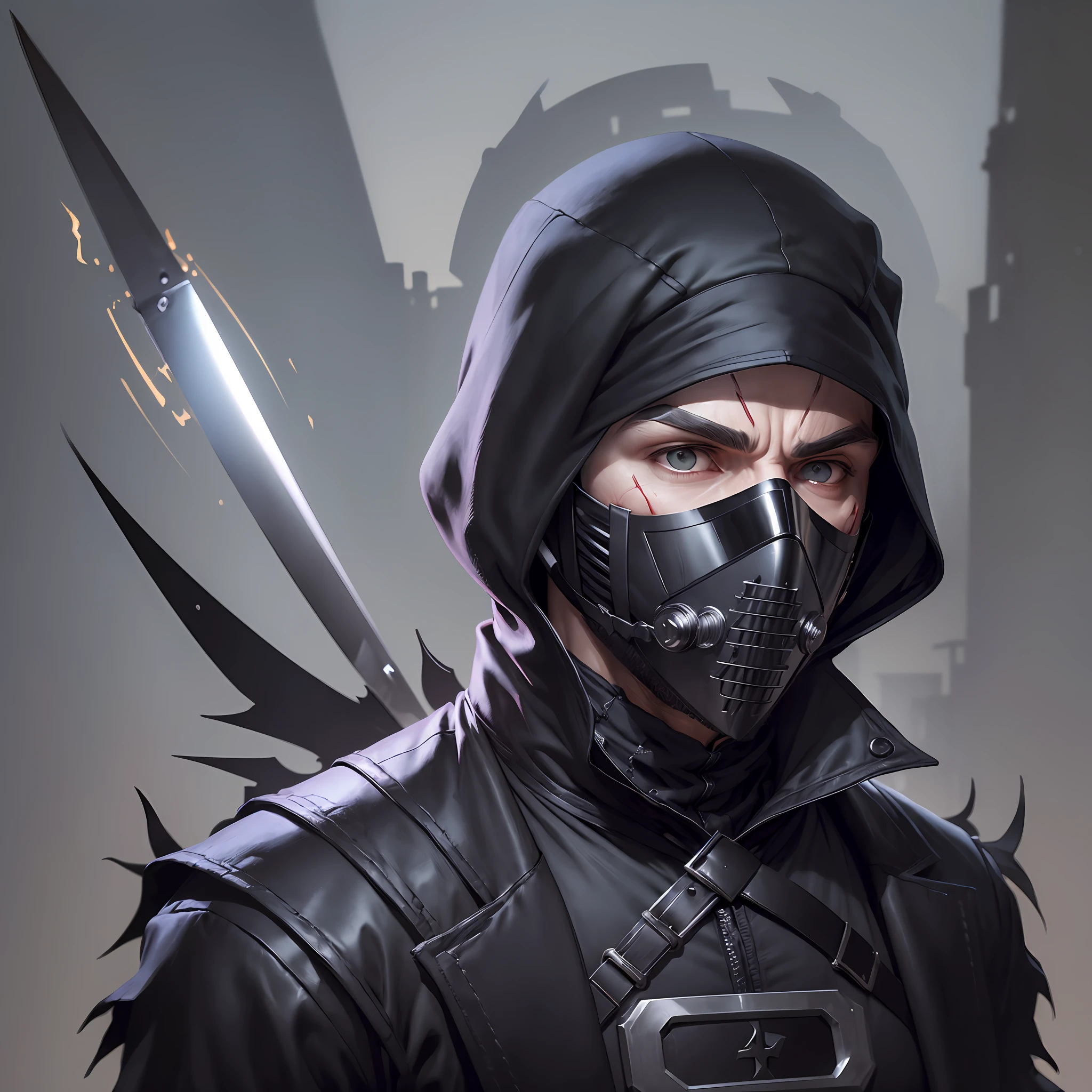 (Serial Kiler:1.5),(dark clothes, Jack Ripper Style),(with mask with empty eyes, something covering the mouth, holding sharp blade),(ultrarealistic), (8k), (uniquely detailed), male, full body, bloody, background with dark, London --auto --s2