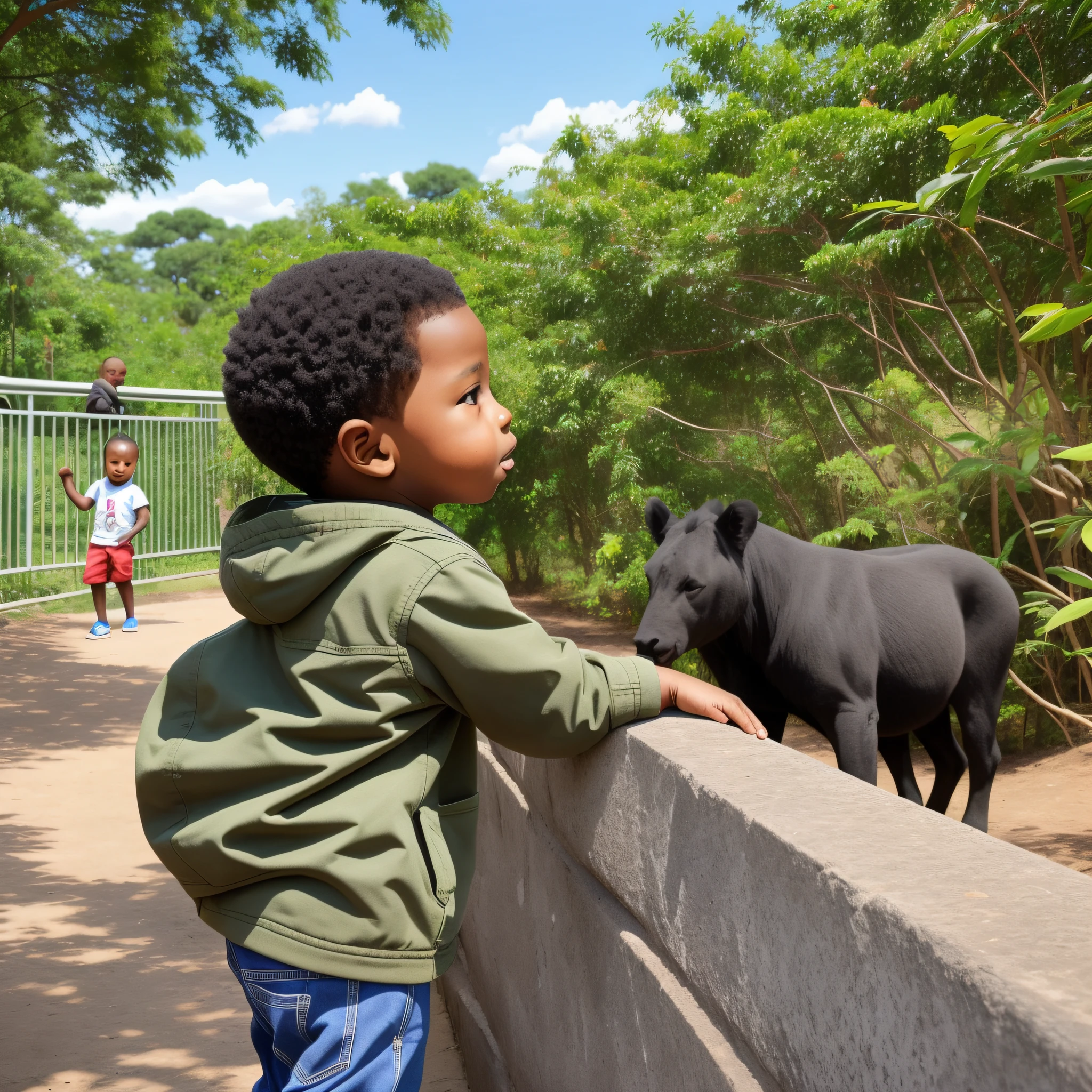 3-year-old black boy watching animals at zoo --auto --s2