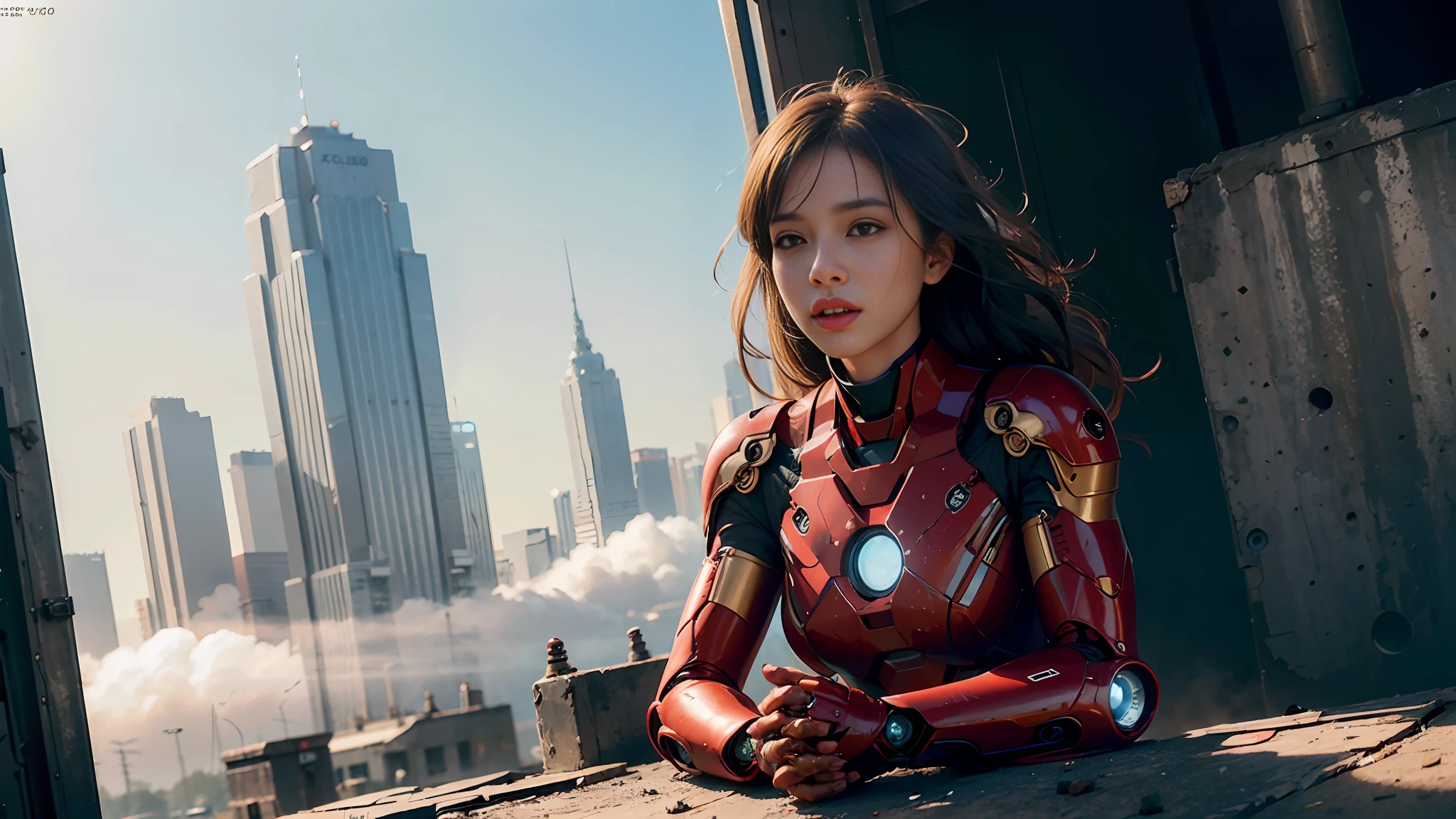 (1girl:1.3), solo,__body-parts__, official art, unity 8k wallpaper, ultra detailed, beautiful and aesthetic, beautiful, masterpiece, best quality, RAW, masterpiece, super fine photo,, best quality, super high Resolution, photorealistic, sunlight, full body portrait, stunningly beautiful,, dynamic pose, delicate face, vibrant eyes, (side view), she is wearing a futuristic Iron Man mech, red and gold, Highly detailed abandoned warehouse background, detailed face, detailed complex busy background, messy, gorgeous, milky, high detailed skin, realistic skin details, visible pores, sharp focus, volumetric fog, 8k uhd, dslr camera, High quality, film grain, fair skin, photorealism, lomography, sprawling metropolis in a futuristic dystopia, view from below, translucent