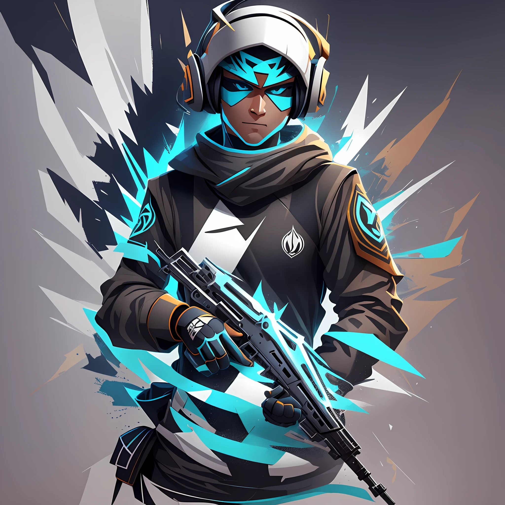 "Imagine a logo in which the name 'Piva' is displayed within a stylized silhouette of a CS:GO character. Use clean lines and contrasting colors to make the character and name stand out. Add subtle details of weapons or game elements to emphasize the connection to CS:GO." --auto --s2