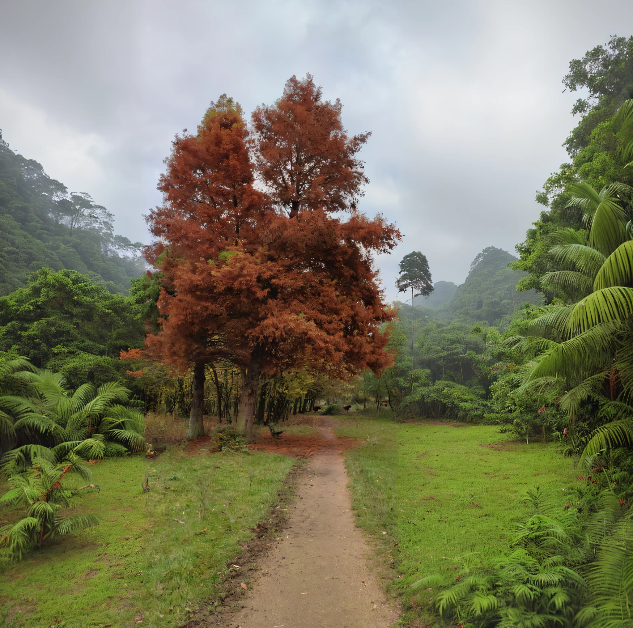 tropical forest in the rain