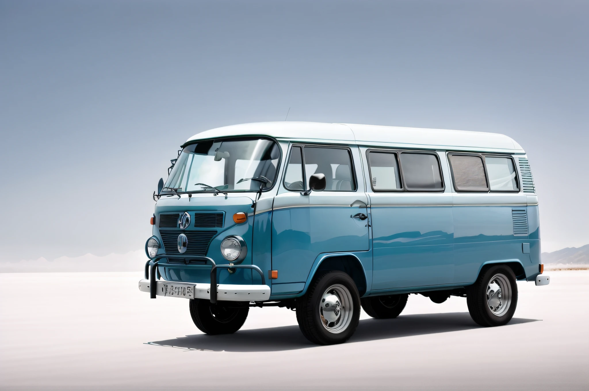 Arafed blue and white van parked on a white surface, Kombi, VW Microbus Driving, Microbus, Front Profile Shot, Front Profile, 2 0 1 2, Vehicle Photography, 2012, Scenic Full Shot, A Wide Full Shot, 2 0 1 1, Camper, 2011, Front Perspective, VW Bus On A Street, cartoon style, 3d,