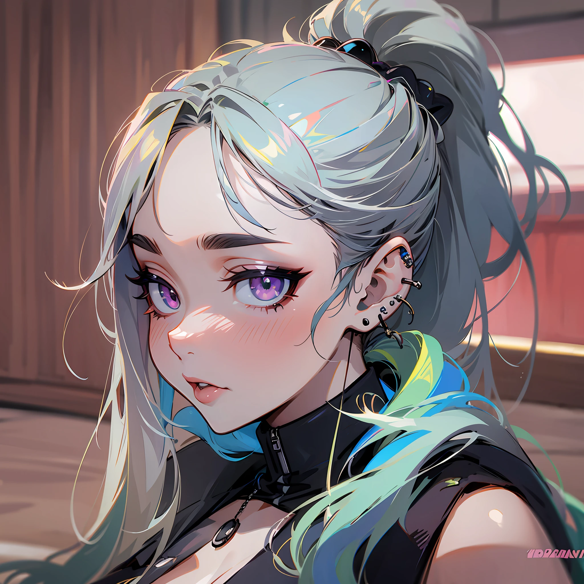 drooping eyes, ponytail, big tits, big piercings --auto --s2