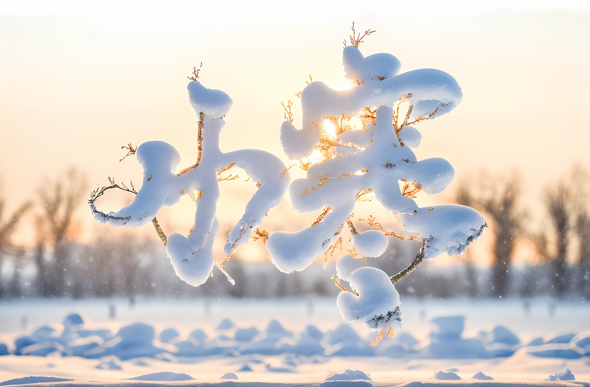 There is a snow-covered ground with a pile of snow, snow, kanji, Jung symbols for winter, covered with Chinese characters, inspired by Shubun Tensho, inspired by Kaido Ando Kaido, title kanji, inspired by Kanō Naizen, 8k,