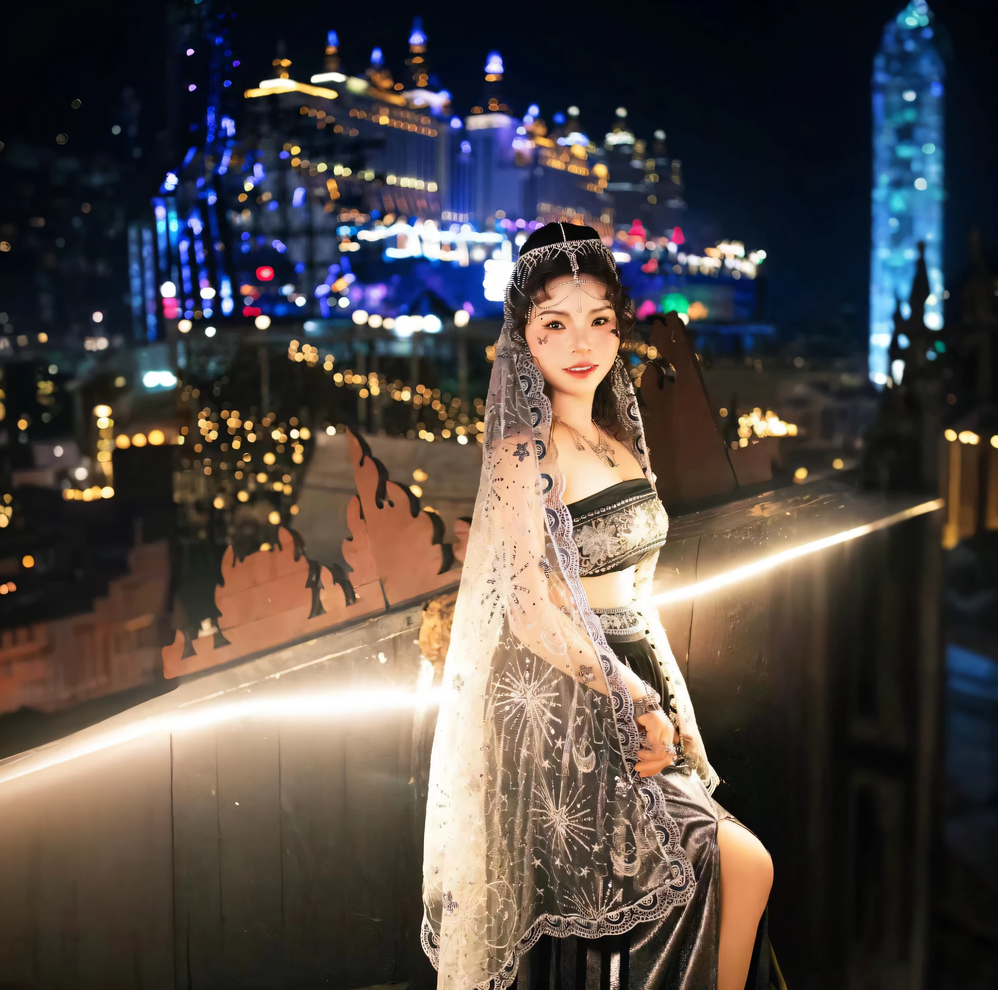 araffe woman in a wedding dress sitting on a ledge, intricate fantasy dress, a beautiful fantasy empress, fantasy long intricate gown, palace , a girl in hanfu, ((a beautiful fantasy empress)), sha xi, chinese costume, gorgeous lady, full body xianxia, hanfu, dilraba dilmurat, white hanfu, chinese dress