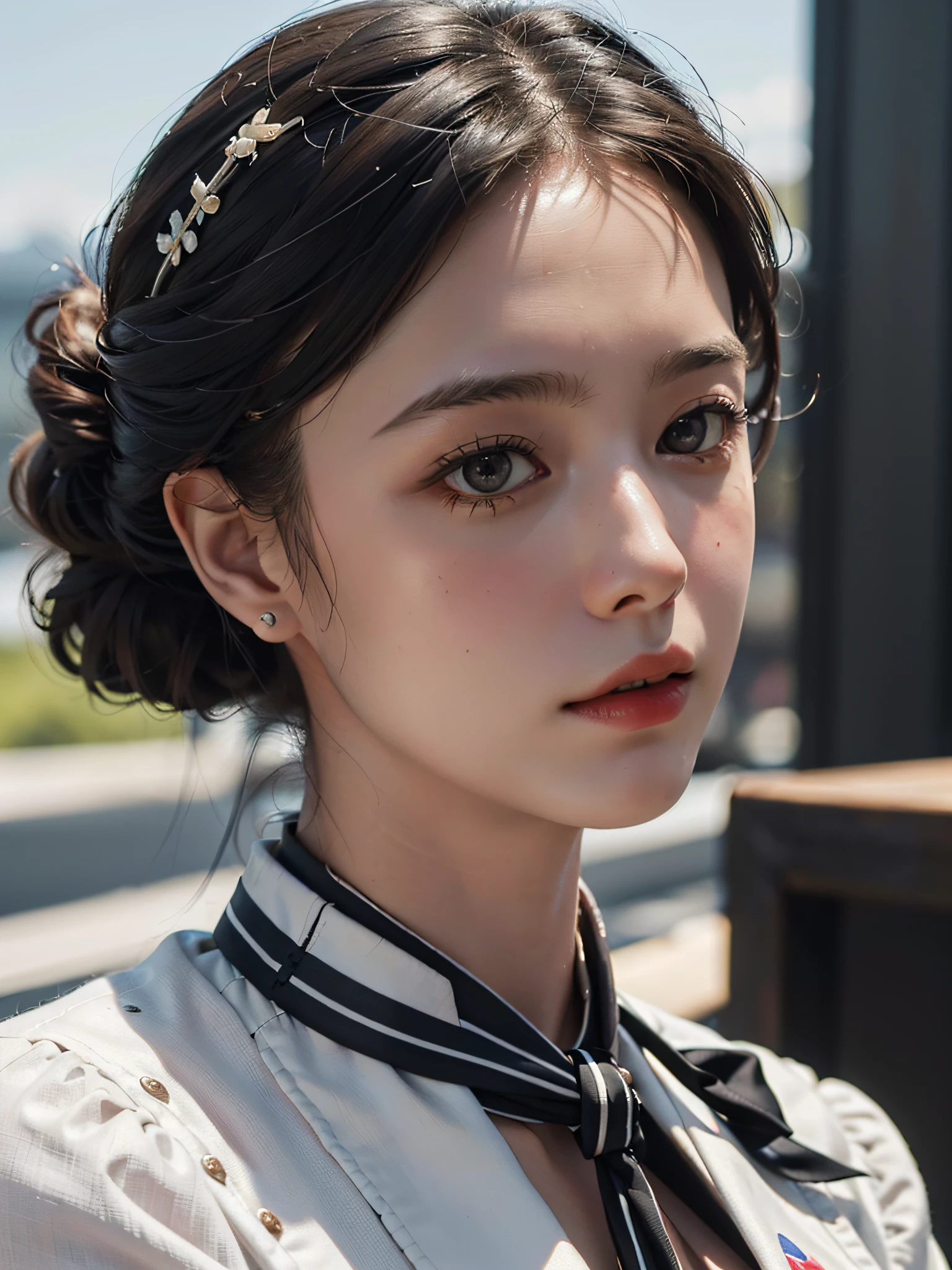 best quality,(RAW photo:1.2),(masterpiece:1.4),(photorealistic:1.4),(highres:1.4), 1girl, depth of field, flight attendant, intricately detailed,8k, extremely detailed, perfect lighting, epic background