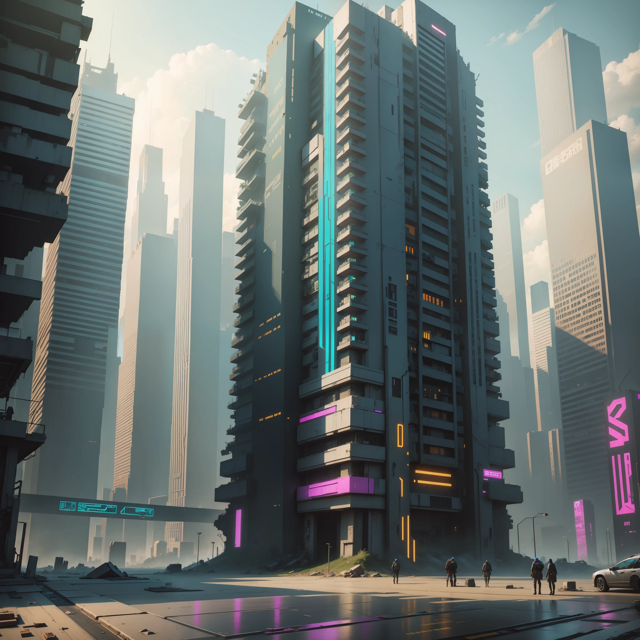 Cyberpunk, building props, gadgets, broken, many styles