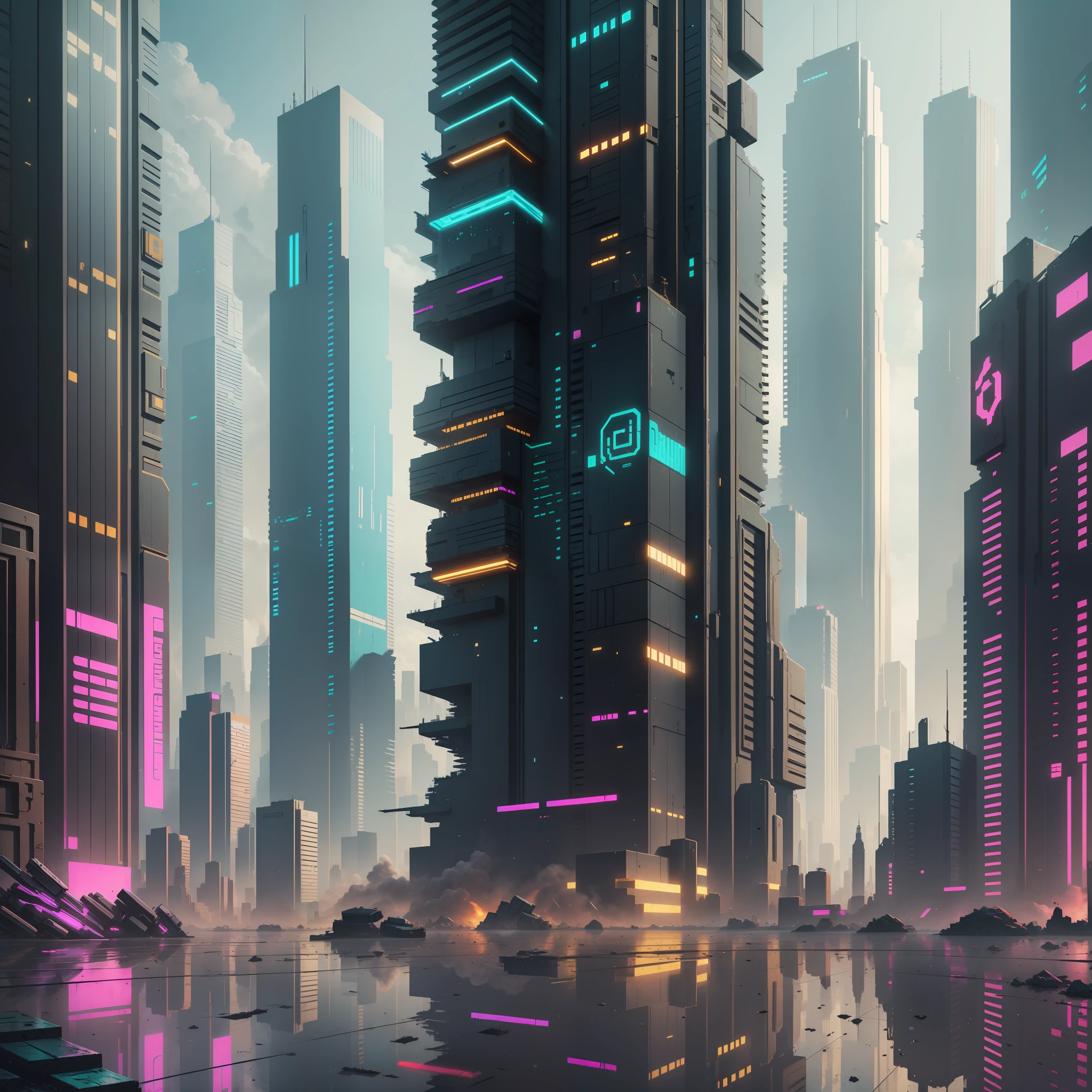 Cyberpunk, building props, gadgets, broken, many styles