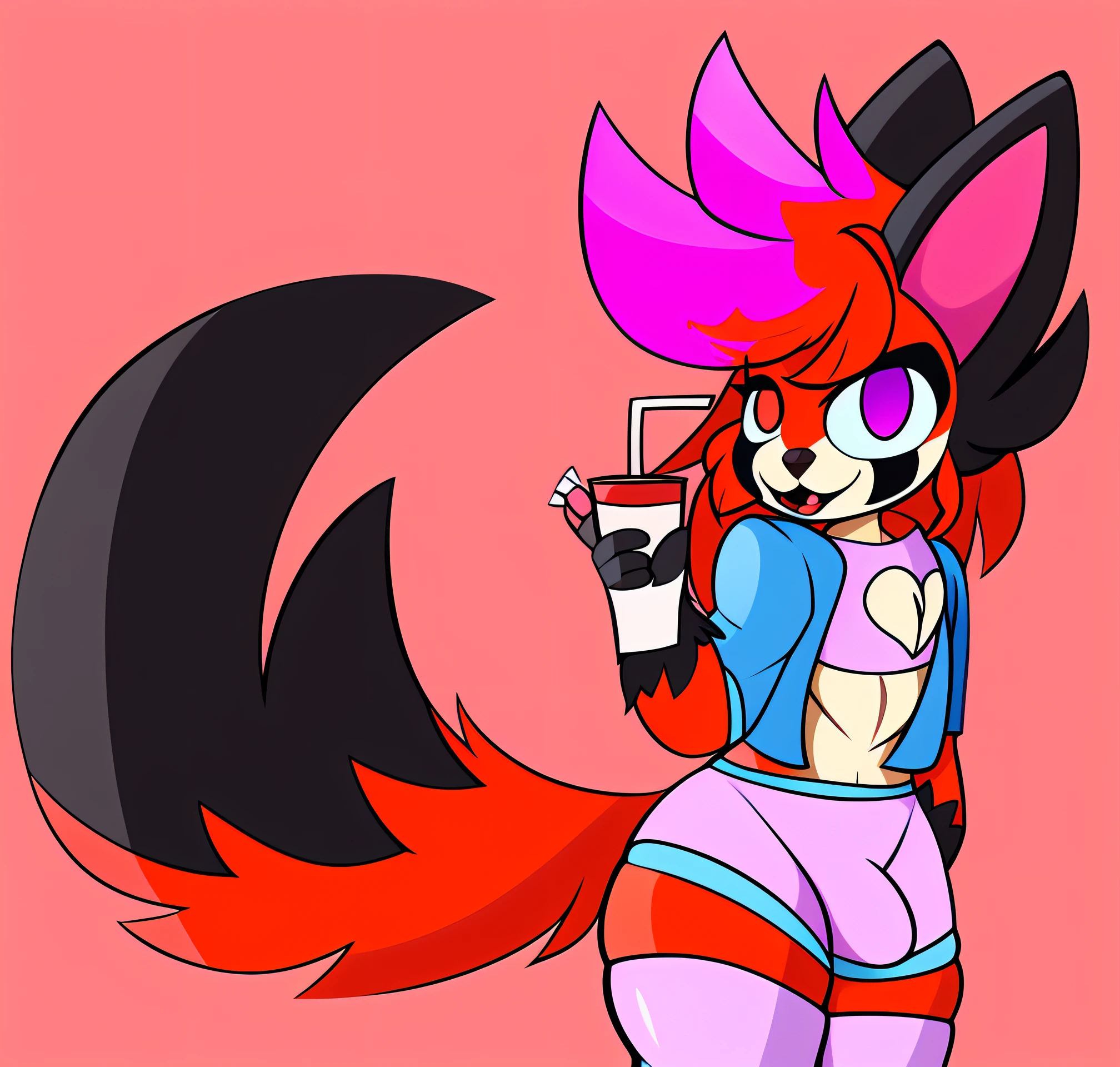 there is a cartoon picture of a girl with a pink hair, tonic the fox, gorgeous werefox fursona, fursona commission, female fursona, furaffinity fursona, furaffinity commission, fursona art, fursona furry art commission, fursona!!!!, soda themed girl, fox nobushi, an anthro fox, furry fursona --auto --s2