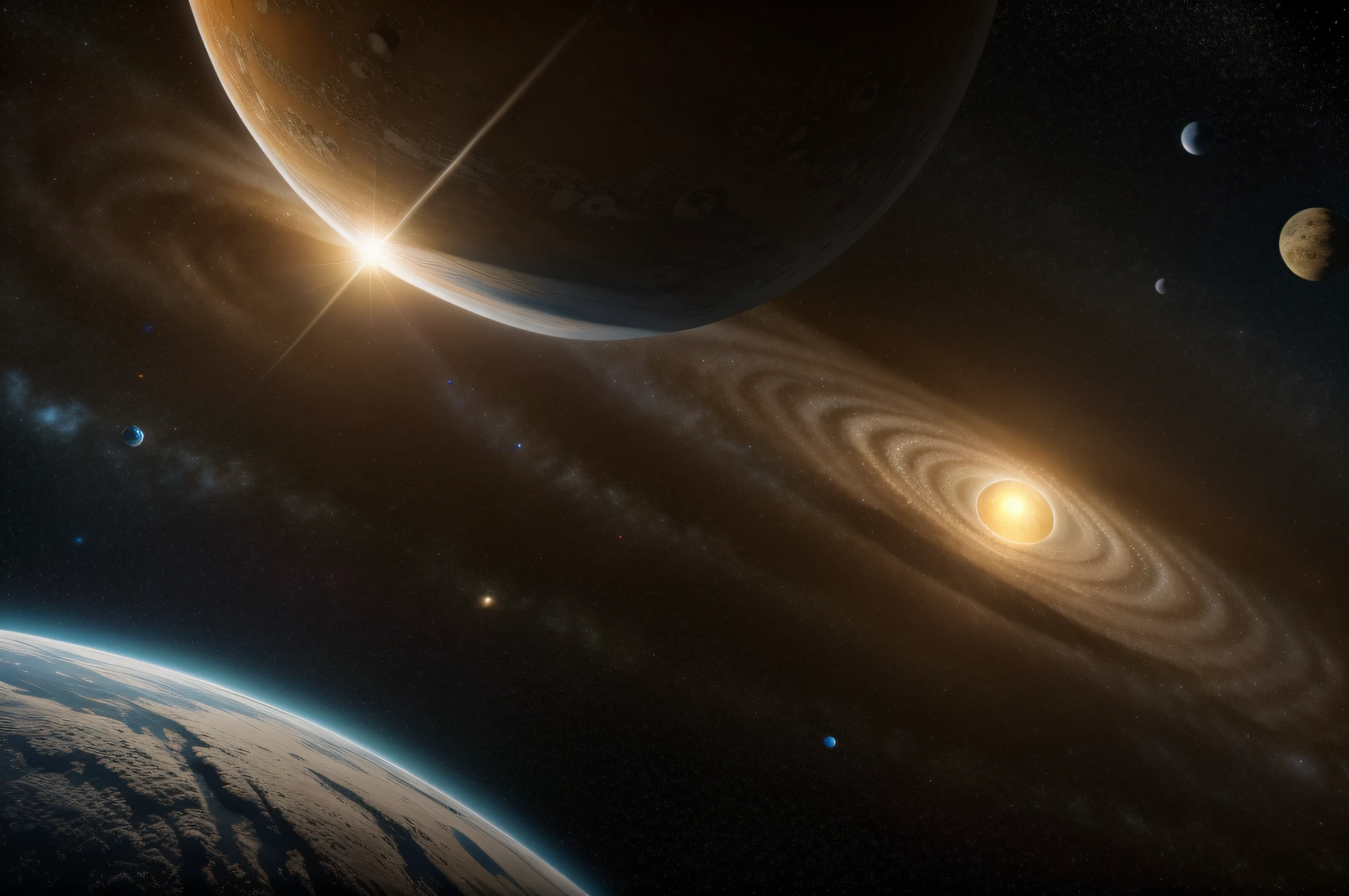masterpiece, best quality, high quality, extremely detailed 8k CG unit wallpaper, depth of field, HDR, photorealistic, extremely detailed, intricate, high detail, intergalactic solar system