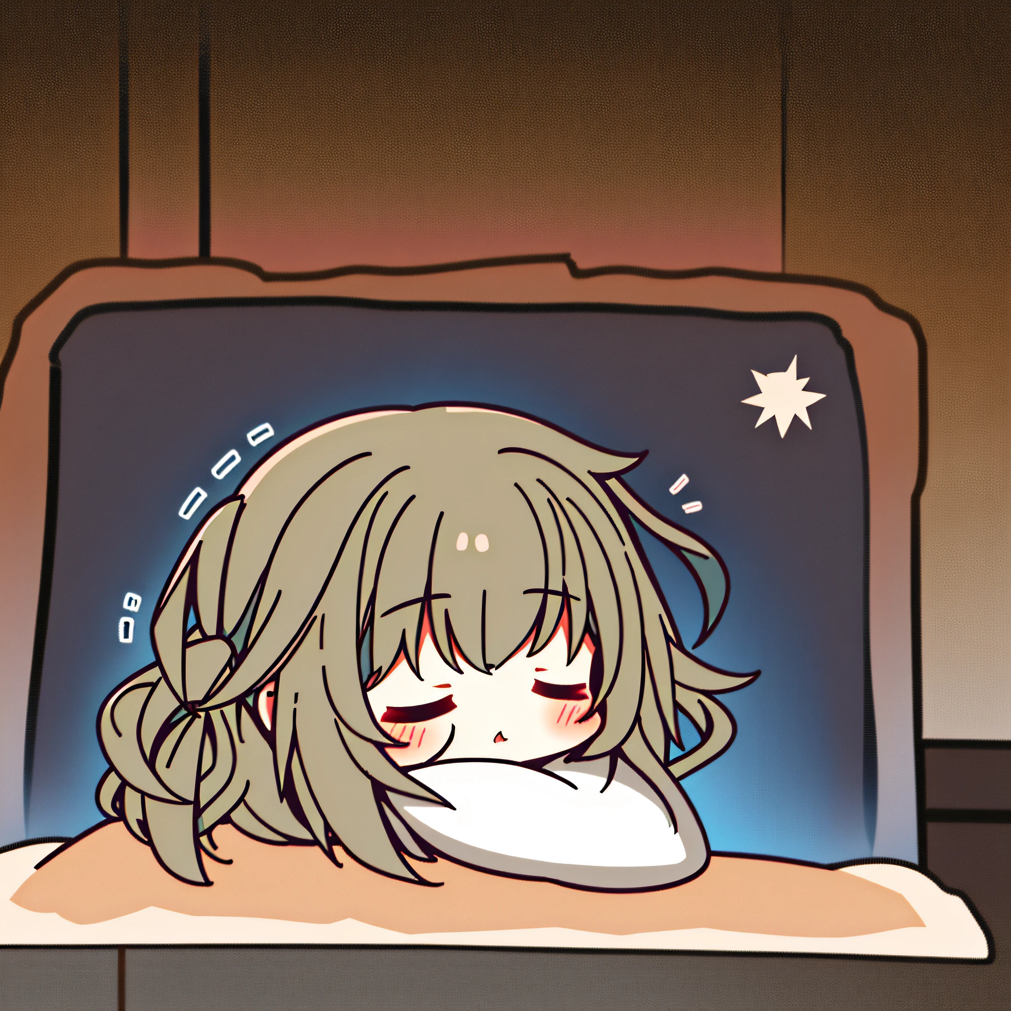 1girl, blush,chibi,comic,symbol,full body,sleeping,closed eyes,all fours,zzz,bed,sleepy,