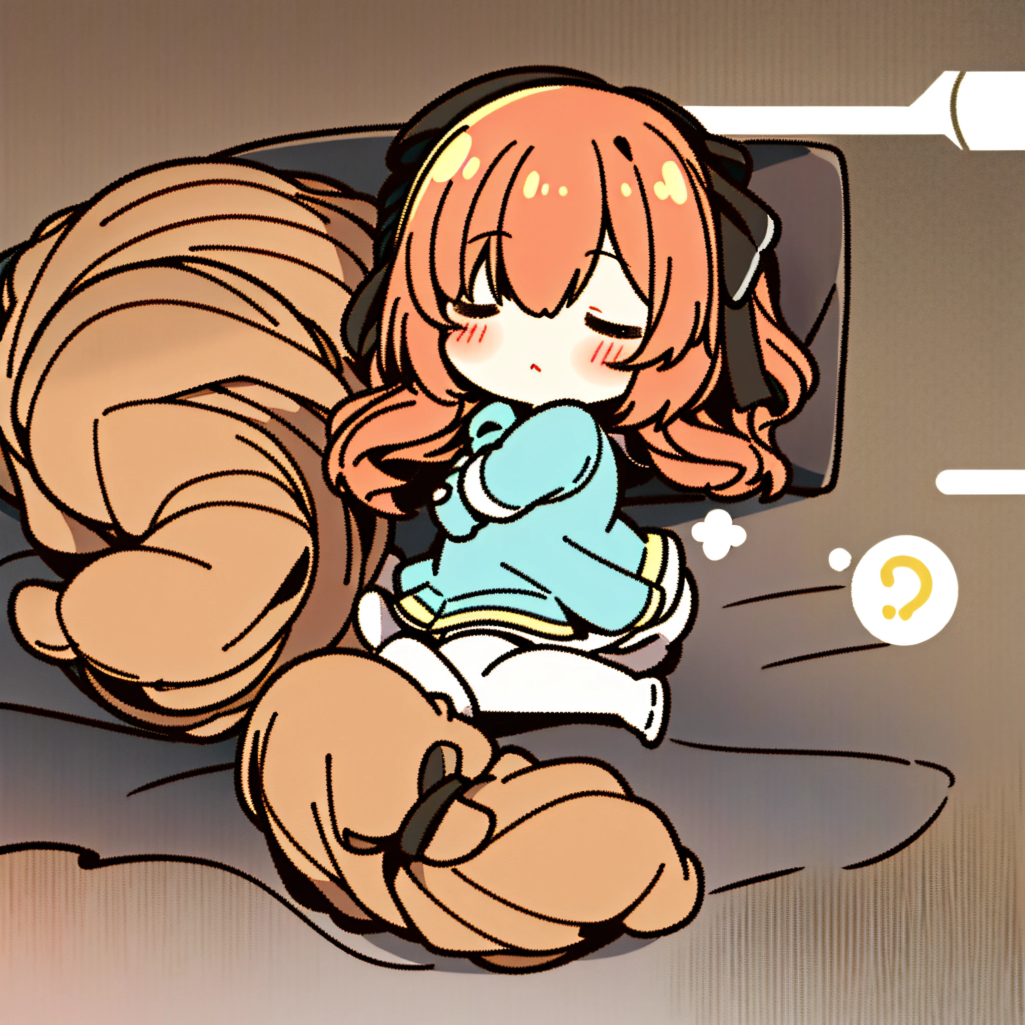 1girl, blush,chibi,comic,symbol,full body,sleeping,closed eyes,all fours,zzz,bed,sleepy,