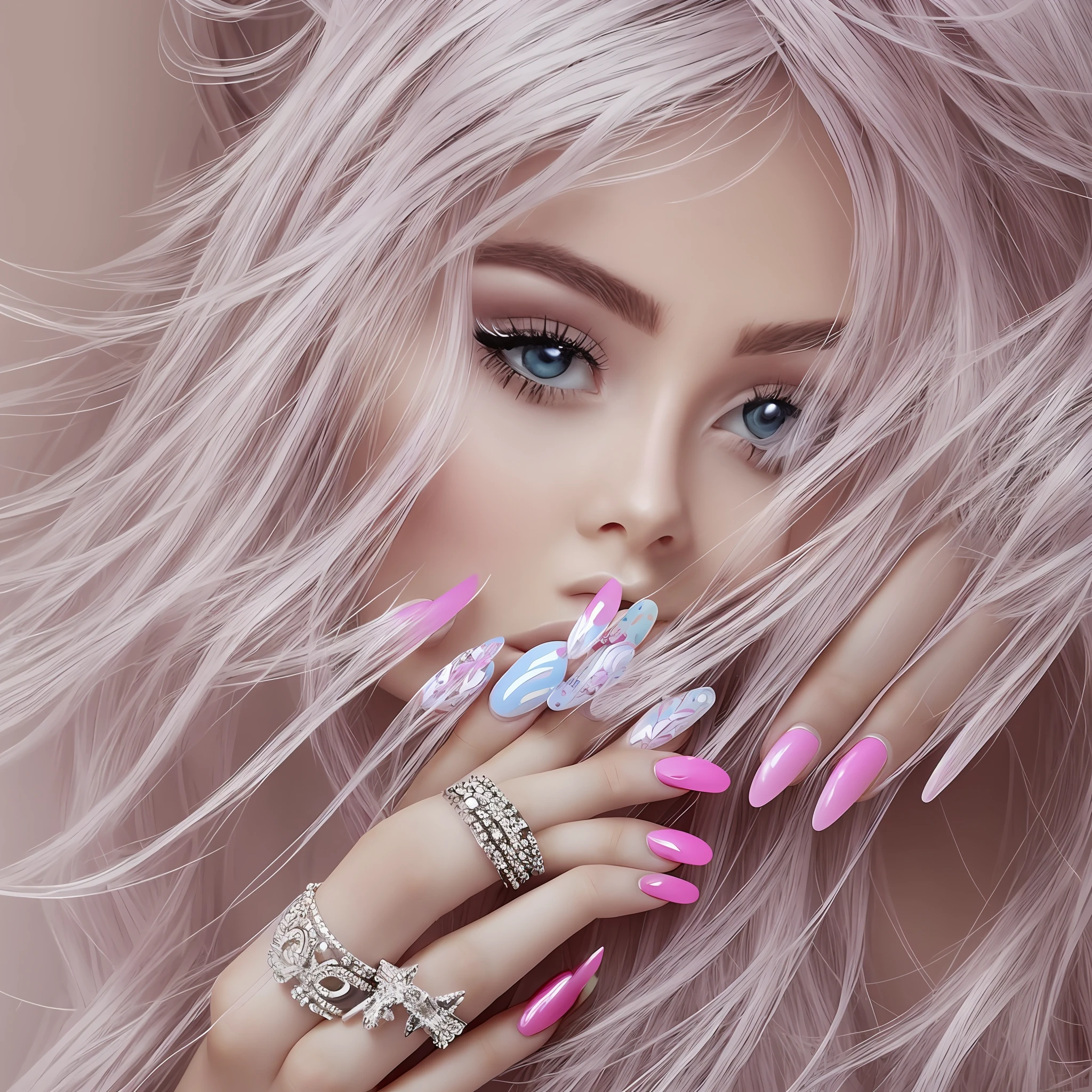 Draw bubble nail design ideas for each finger --auto --s2