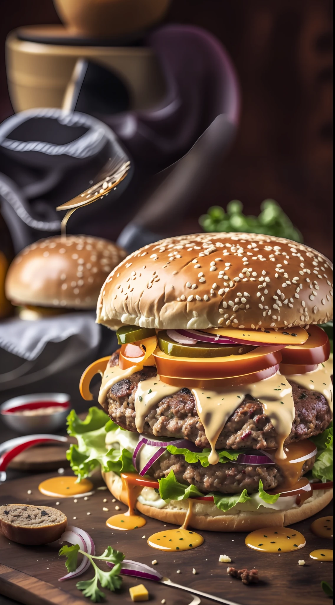 savory, hamburger, meat, cheese, (foodporn:0.7)