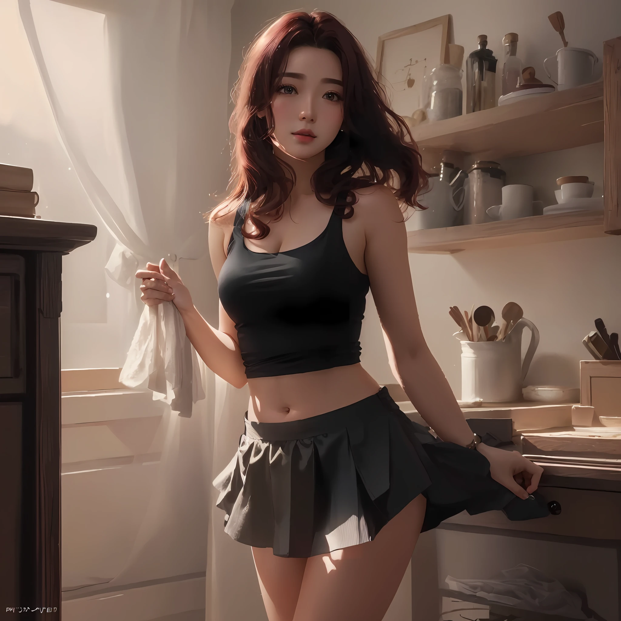 absurdres, 1girl, star eye, blush, (realistic:1.5), (masterpiece, Extremely detailed CG unity 8k wallpaper, best quality, highres:1.2), (ultra_detailed, UHD:1.2), (pixiv:1.3), perfect illumination, distinct, (bishoujo:1.2), looking at viewer, unreal engine, sidelighting, perfect face, detailed face, beautiful eyes, pretty face, (bright skin:1.3), idol, (abs), ulzzang-6500-v1.1, soft smile, upper body, (dark red hair), (simple background), ((dark background)), (depth of field), close-up, selfie
