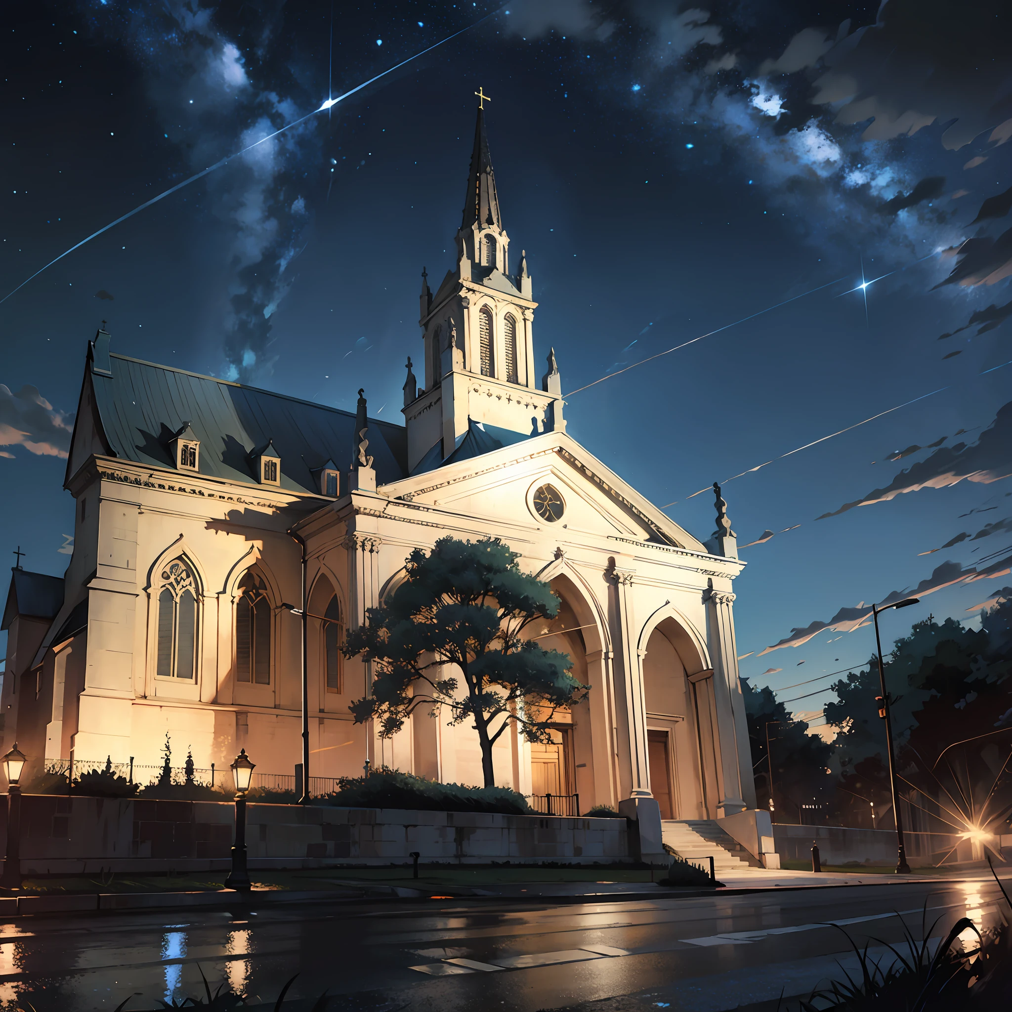 cathedral at night time, church, silent city --auto --s2