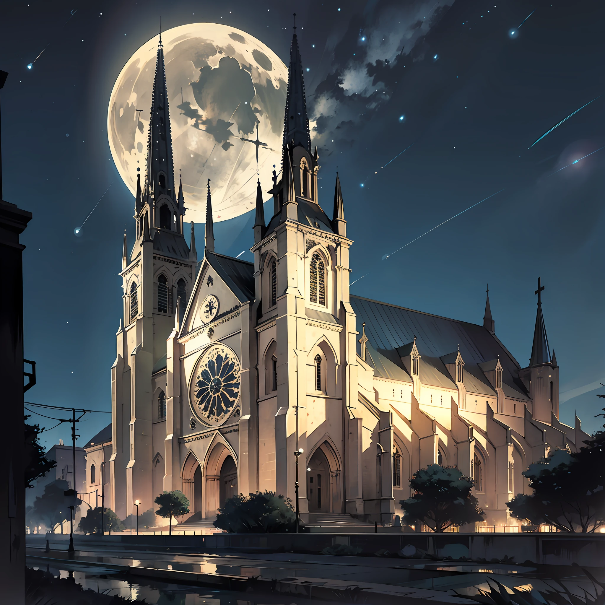 cathedral at night time, church, silent city --auto --s2